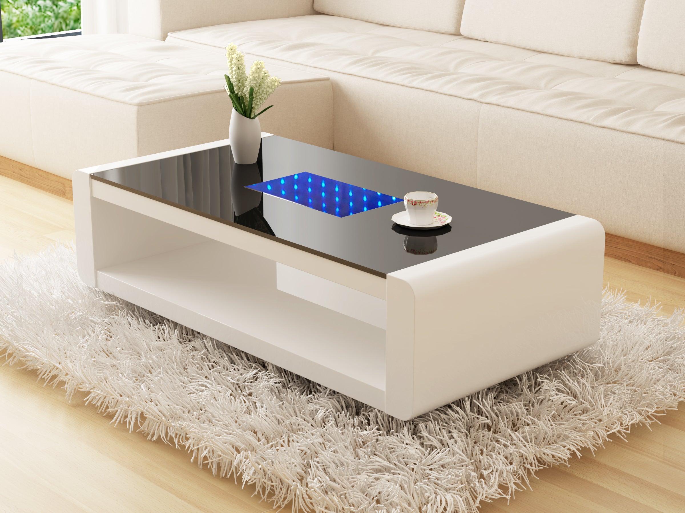 Modern and Contemporary Chelsea Coffe Table with LED Lights