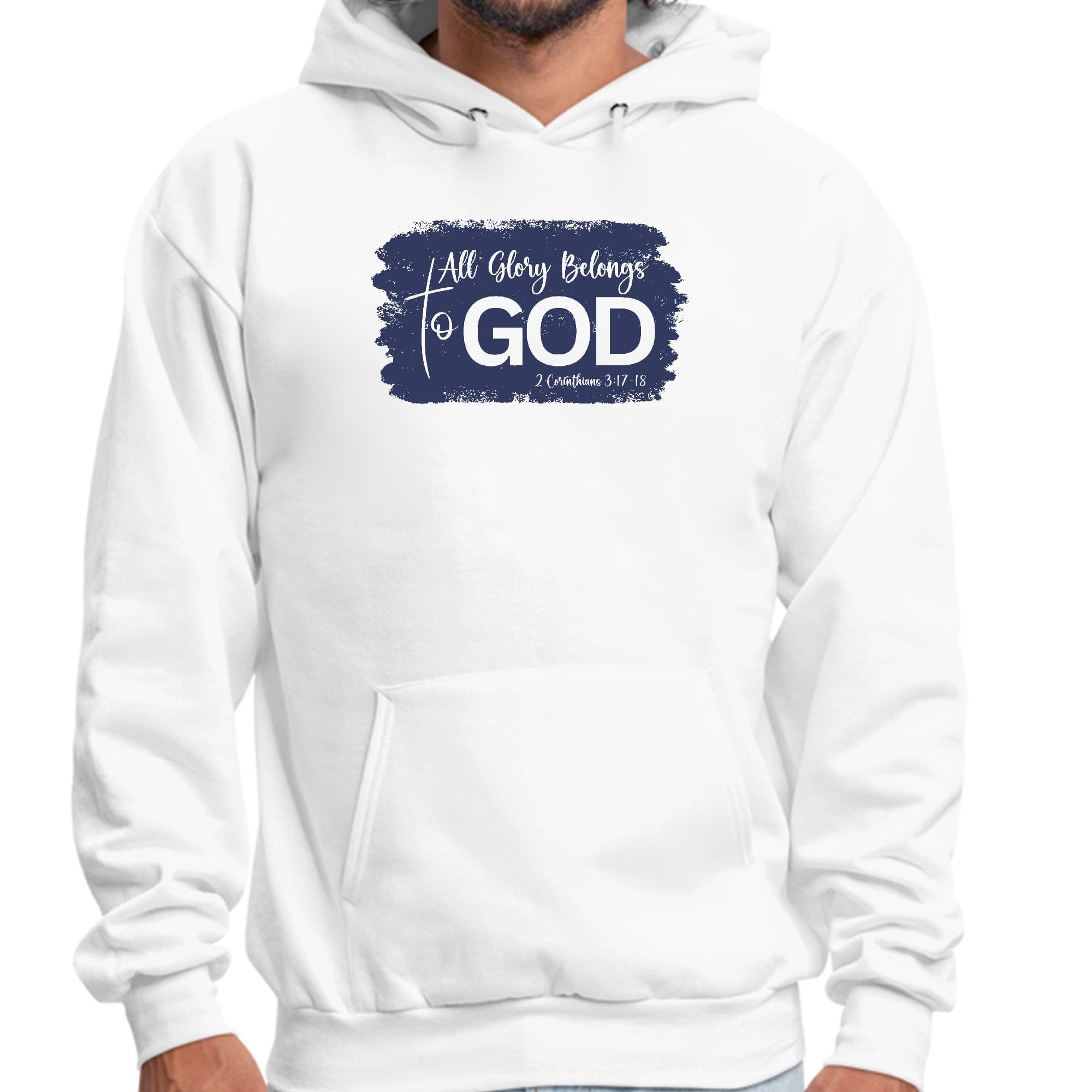 All Glory Belongs To God Christian Illustration Navy Graphic Hoodie