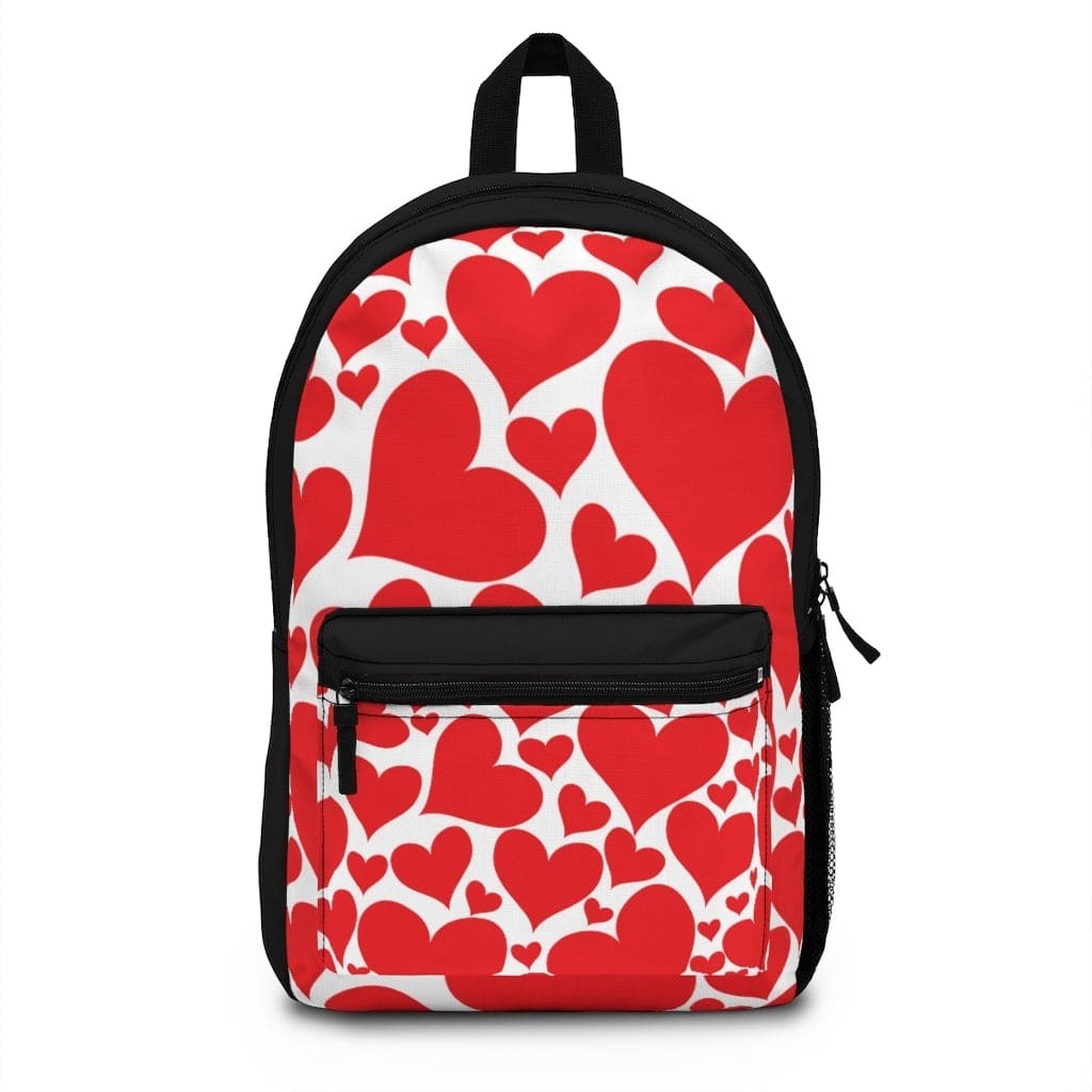 Backpack - Large Water-resistant Bag, Love Red Hearts