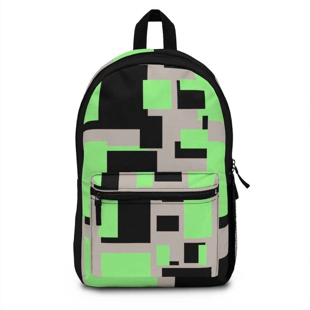 Backpack - Large Water-resistant Bag, Green And Grey Colorblock