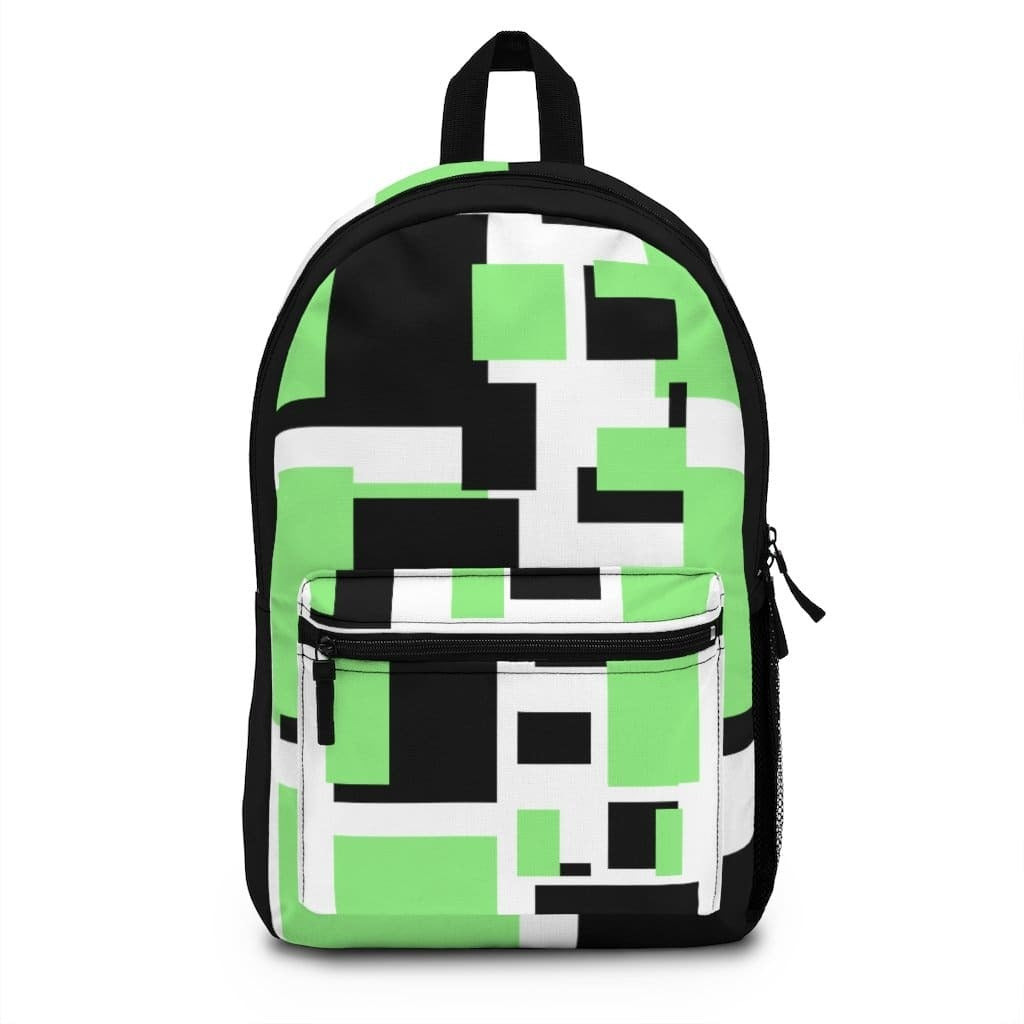 Backpack - Large Water-resistant Bag, Green And White Colorblock