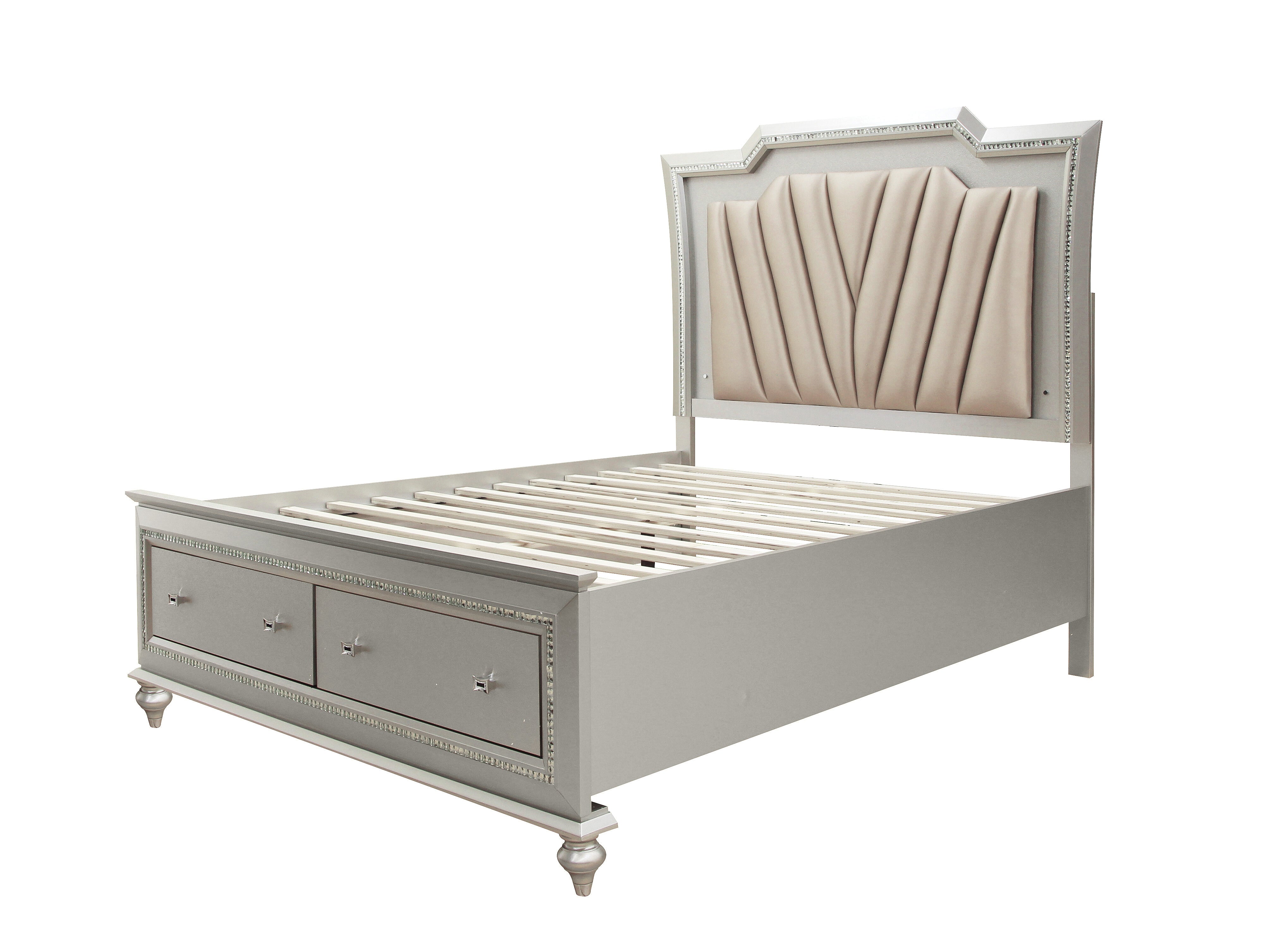 ACME Kaitlyn Queen Bed in PU & Champagne 27230Q