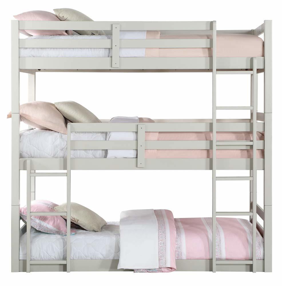 ACME Ronnie Bunk Bed - Triple Twin, Light Gray (1Set/3Ctn) 37420