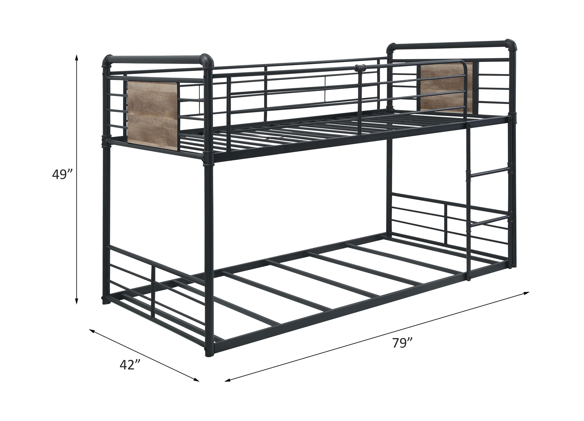 ACME Cordelia Twin/Twin Bunk Bed in Antique Oak, Sandy Black & Dark Bronze Hand-Brushed Finish 38285