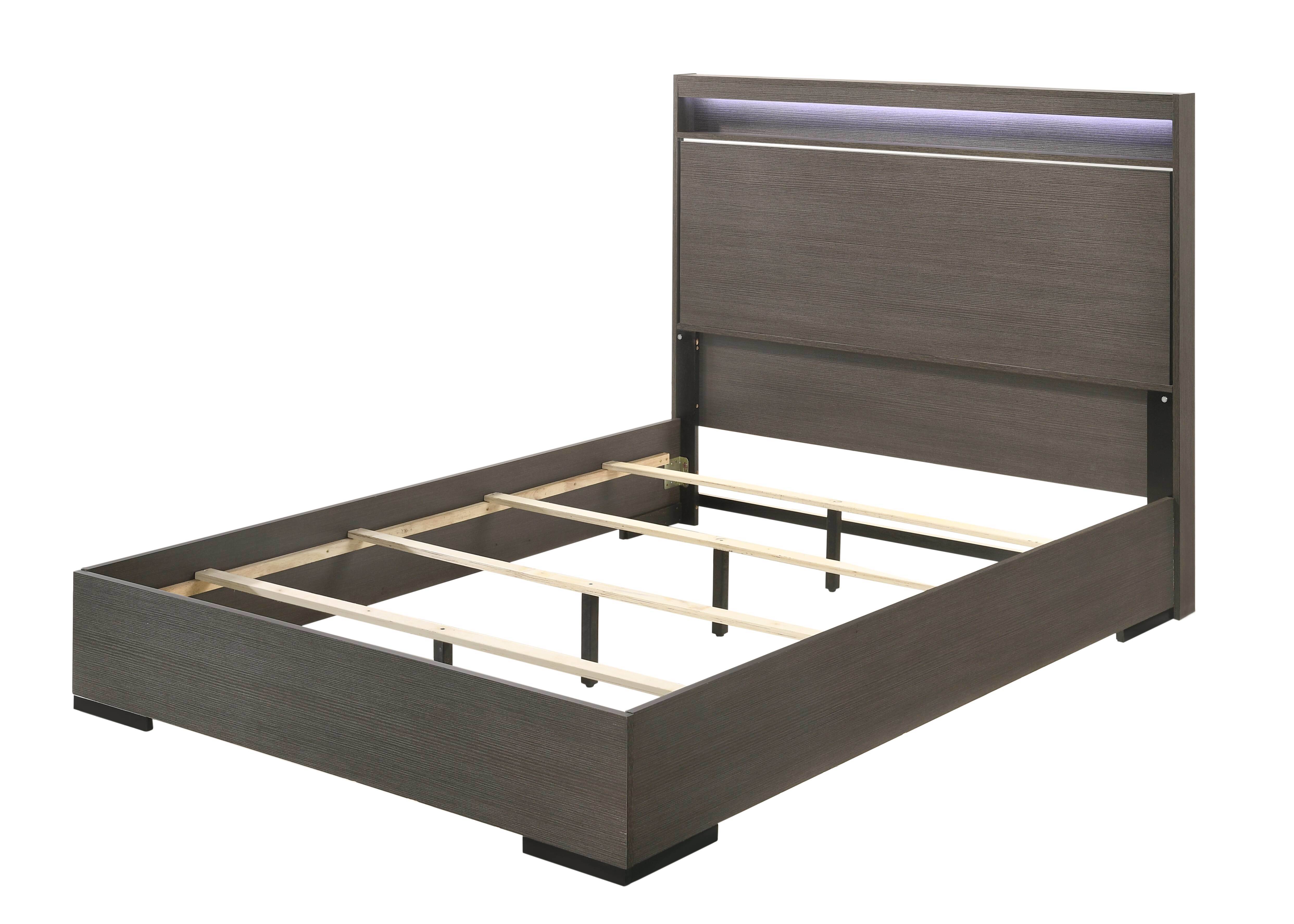 ACME Escher Queen Bed, LED & Gray Oak 27650Q