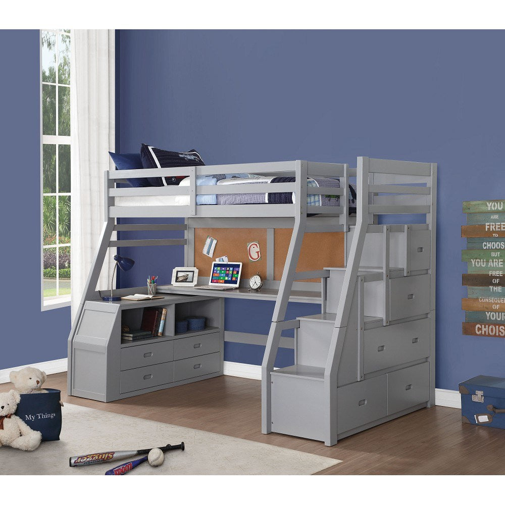 ACME Jason II Loft Bed & Ladder in Gray 37445