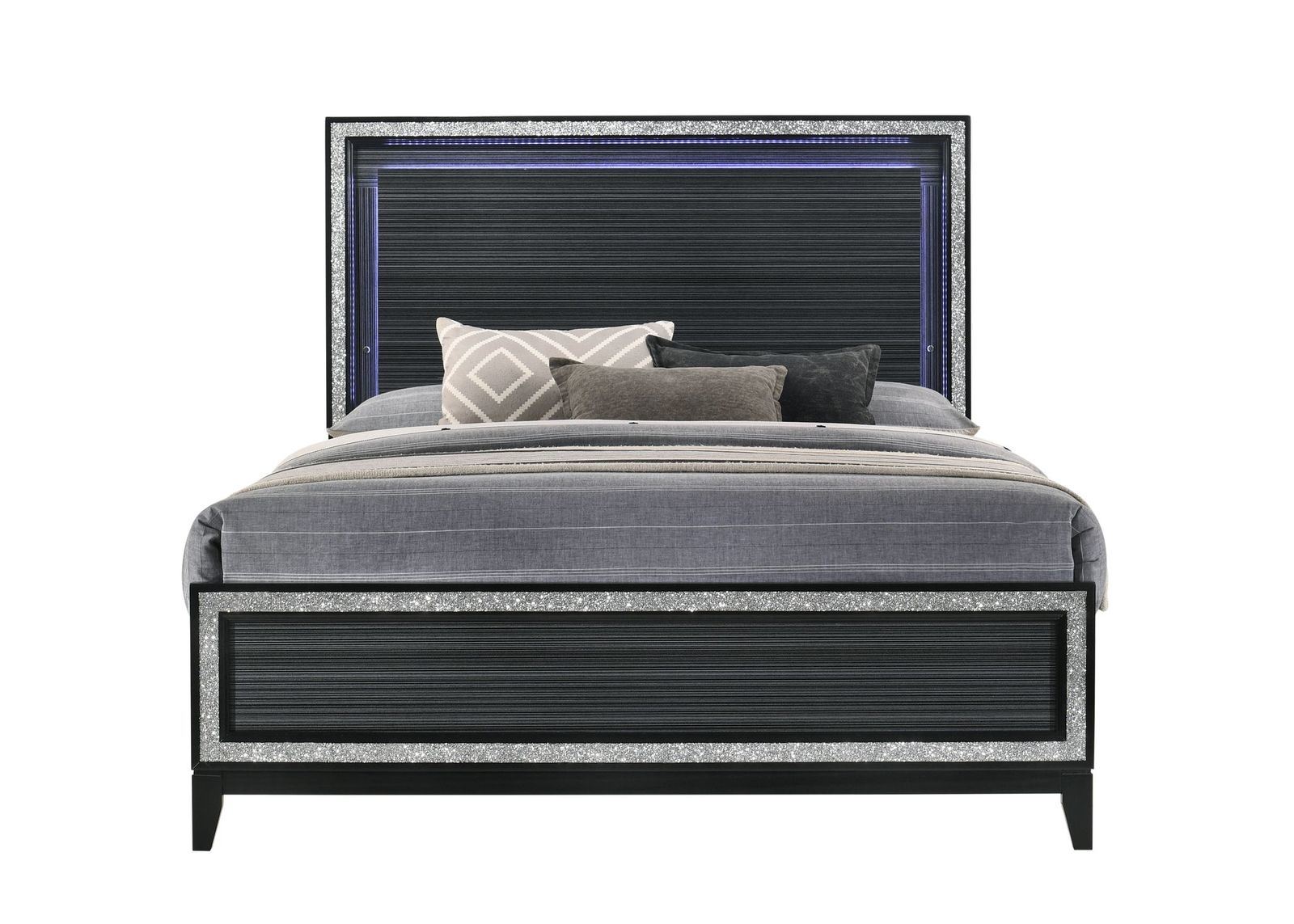 ACME Haiden Queen Bed, LED & Weathered Black Finish 28430Q