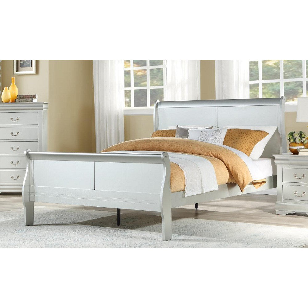 ACME Louis Philippe Eastern King Bed in Platinum 26727EK