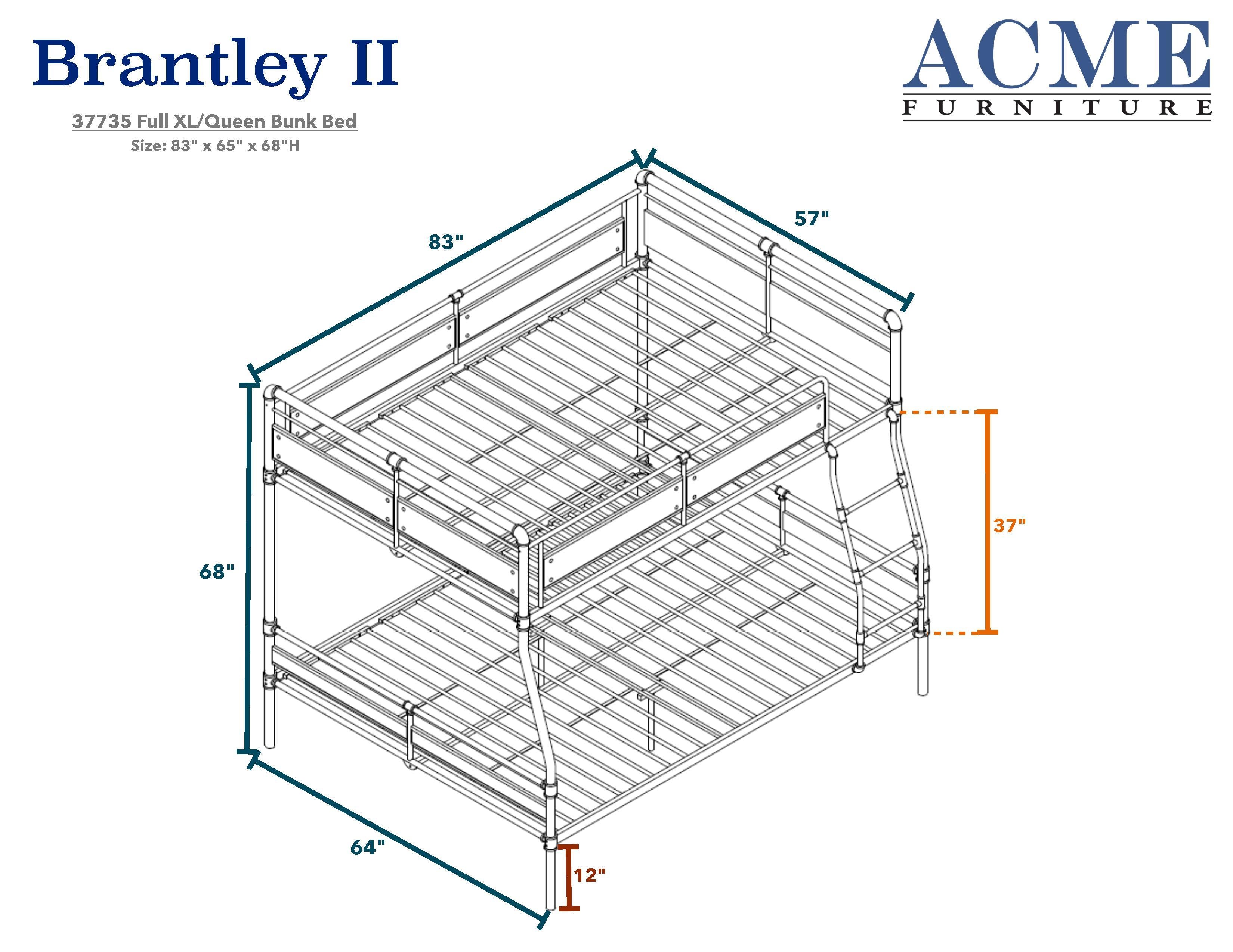 ACME Brantley II Full XL/Queen Bunk Bed in Sandy Black & Dark Bronze Hand-Brushed 37735