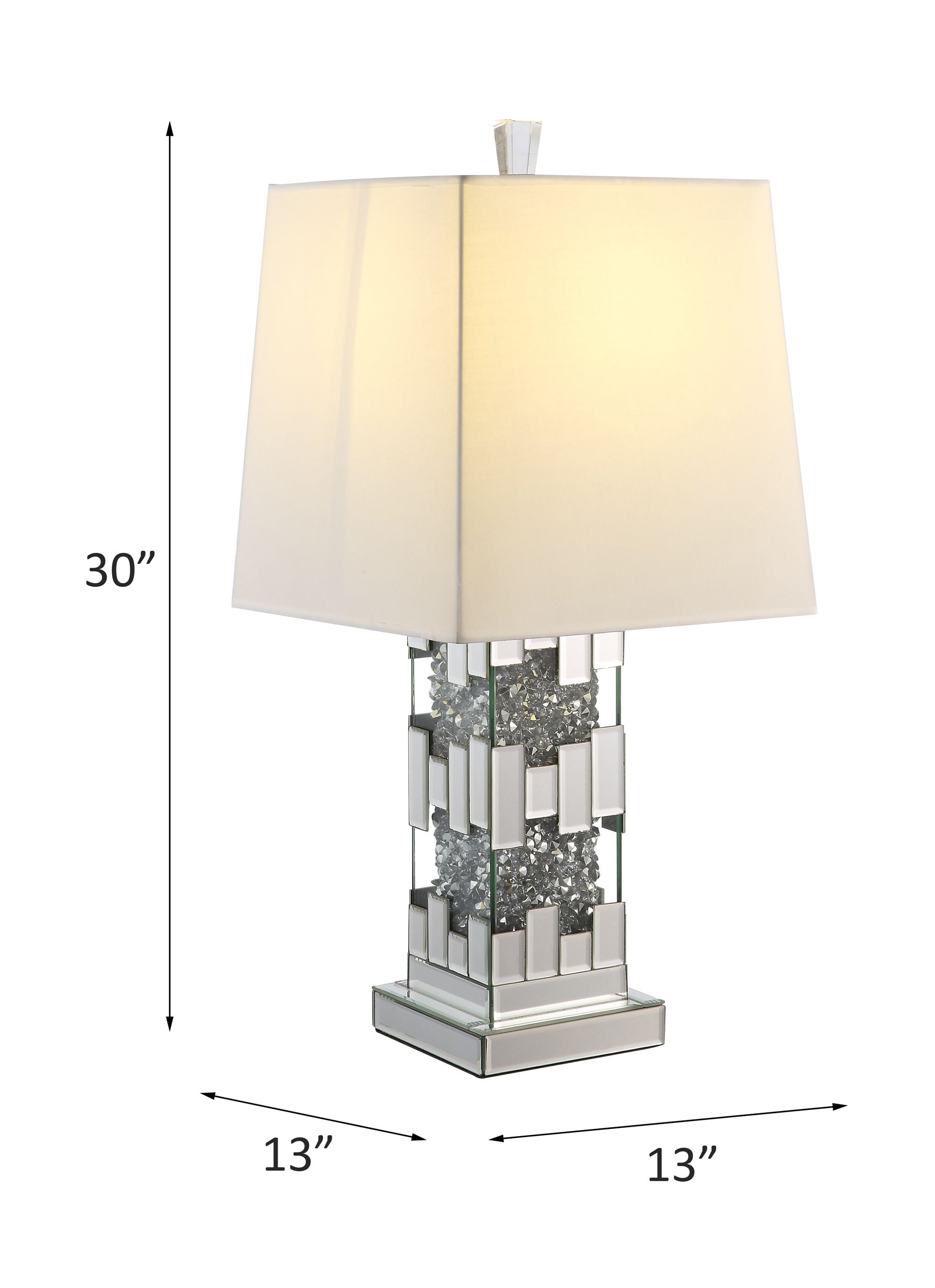 ACME Noralie Table Lamp, Mirrored & Faux Diamonds 40222