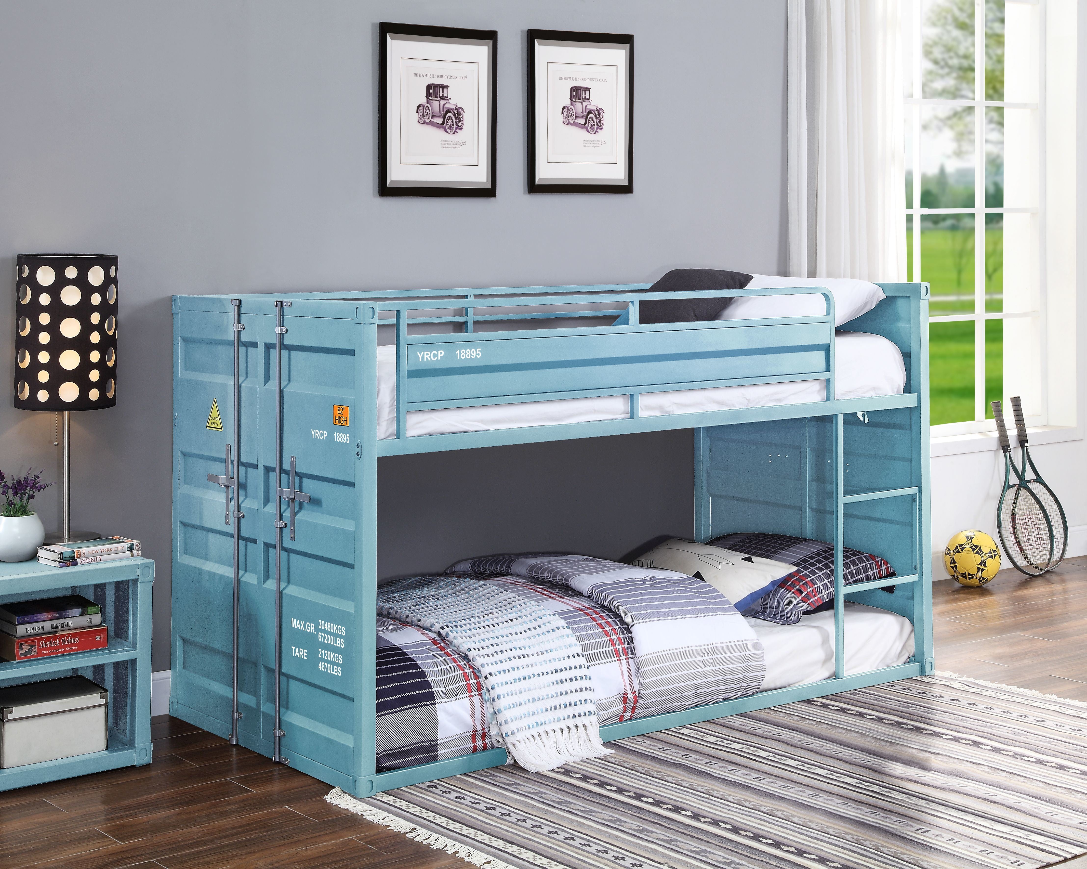 ACME Cargo Twin/Twin Bunk Bed, Aqua Finish 37810