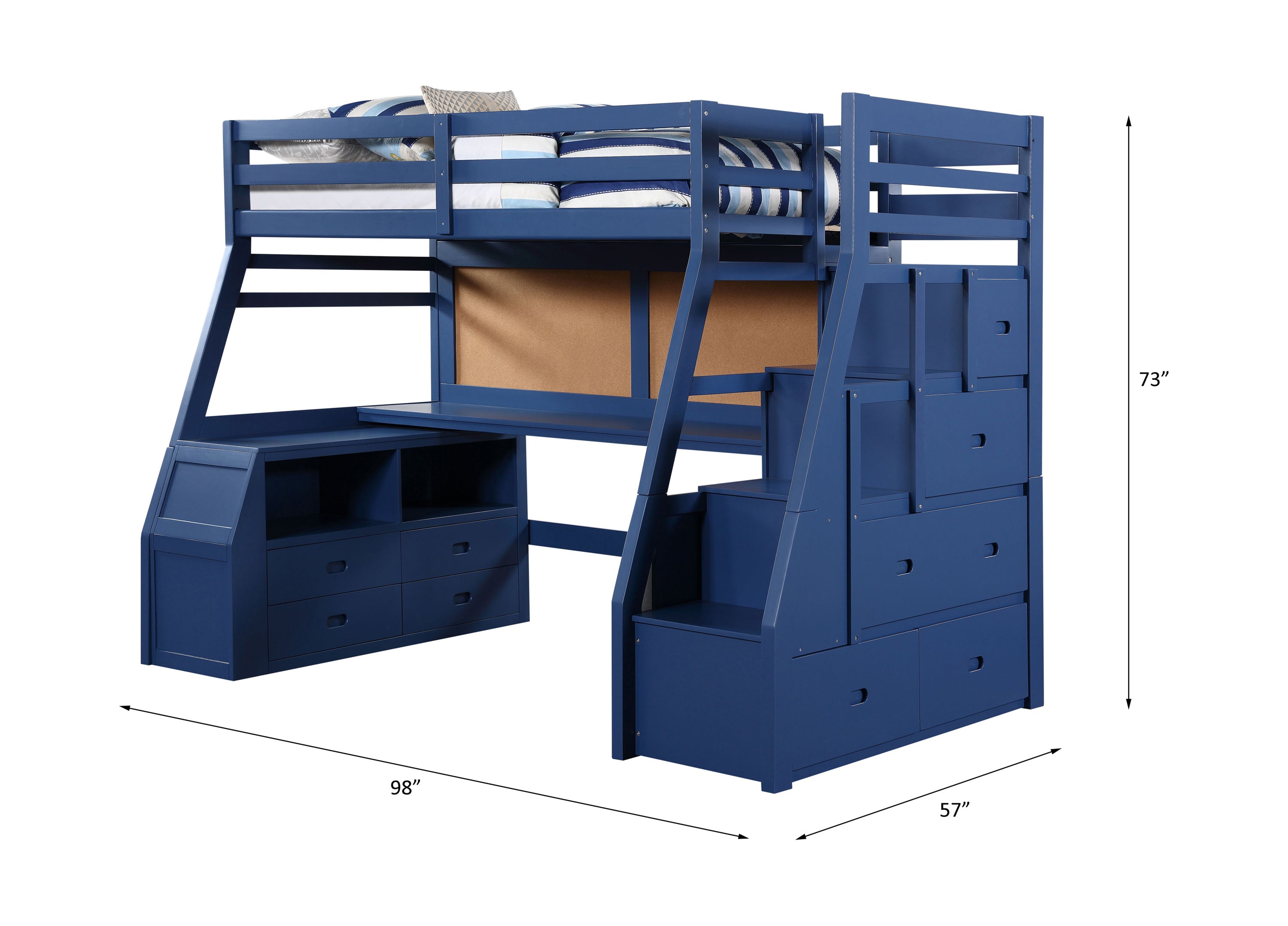 ACME Jason II Storage Twin Loft Bed (1Set/4Ctn), Navy Blue 37455