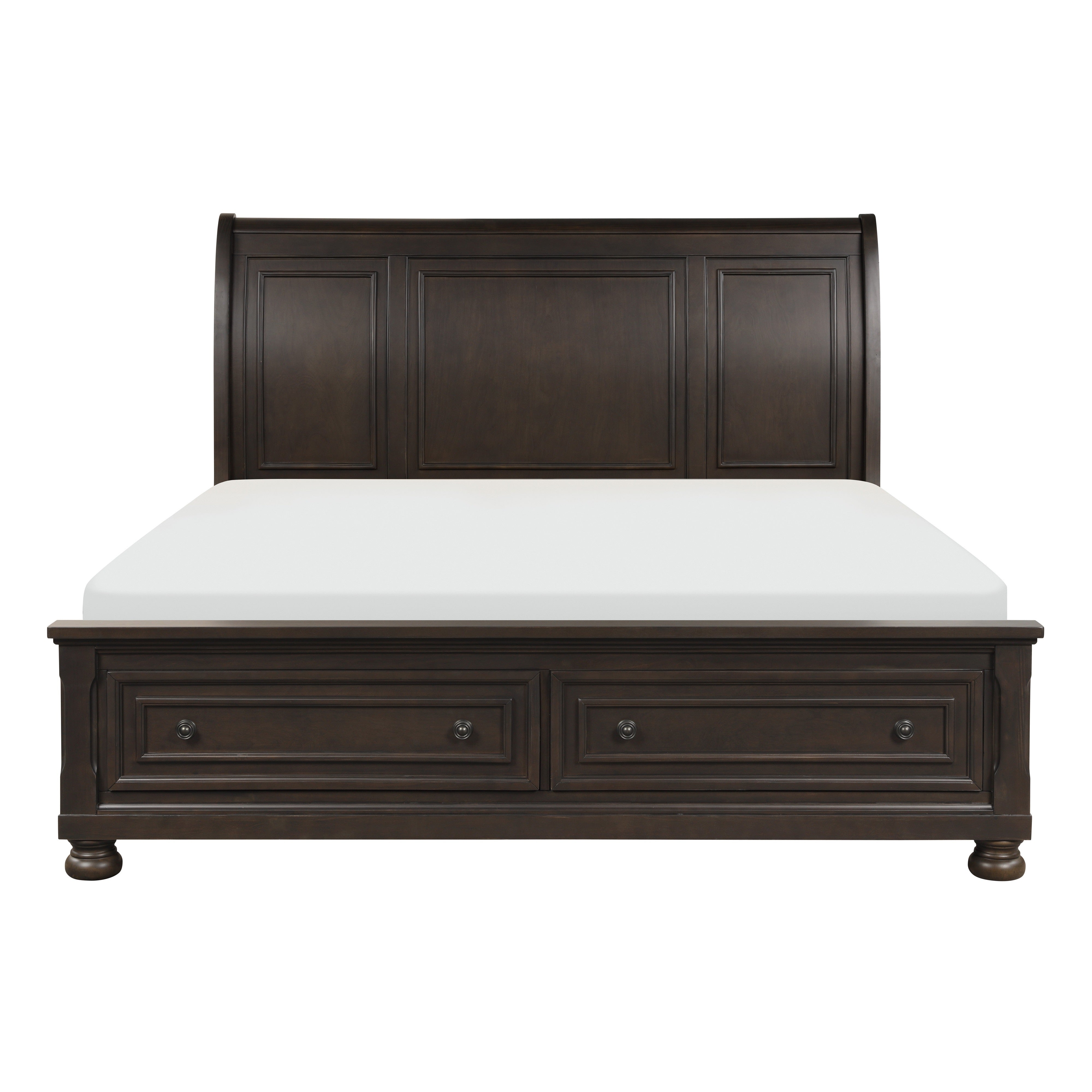 Grayish Brown Finish 1pc California King Size Platform Bed with Footboard Storage Sleigh Bed Transitional Bedroom Furniture