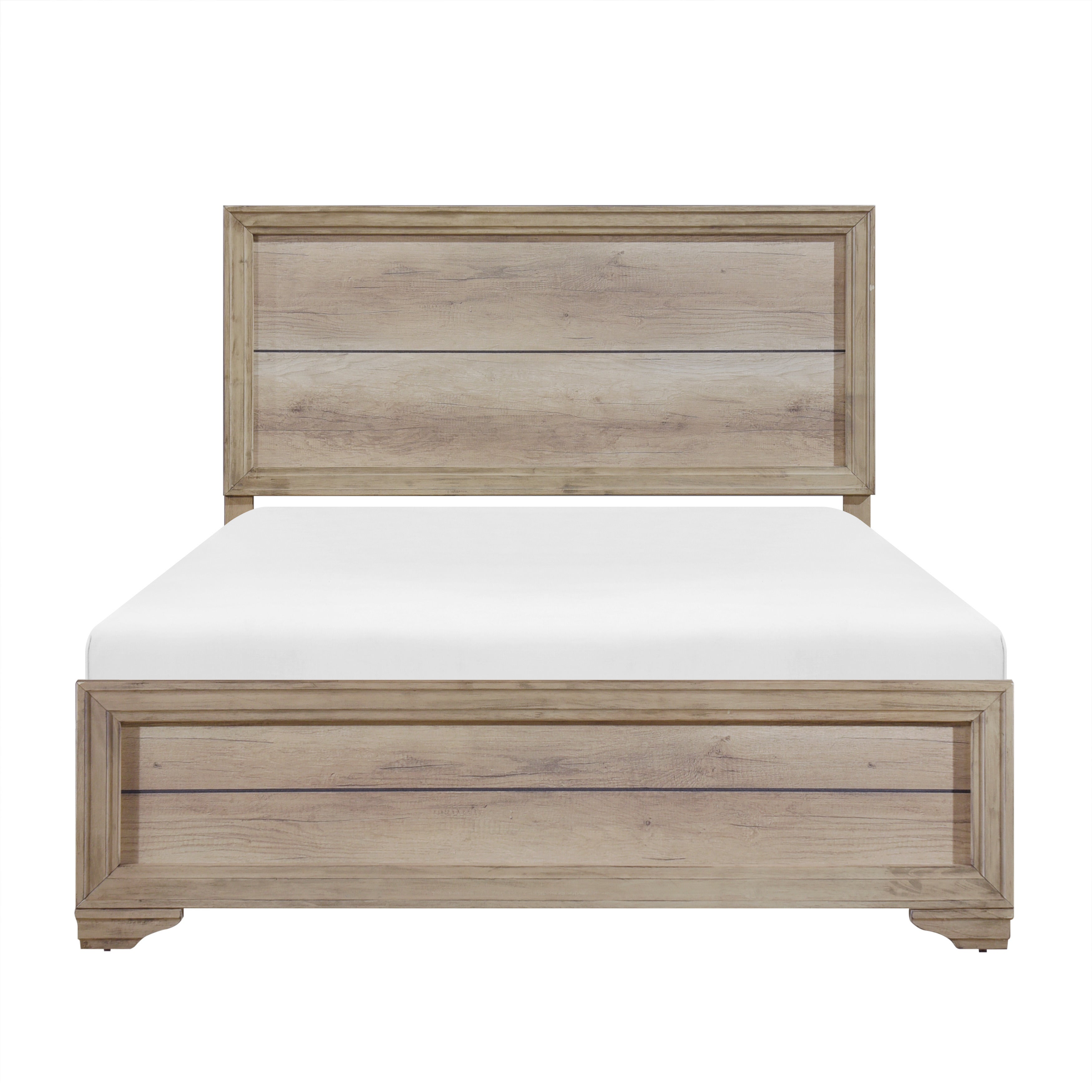 Contemporary Natural Finish 1pc Full Size Bed Premium Melamine Board Wooden Bedroom Furniture