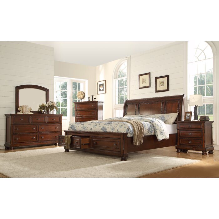 Baltimore Queen 5 Pc Storage Bedroom Set made with Wood in Dark Walnut