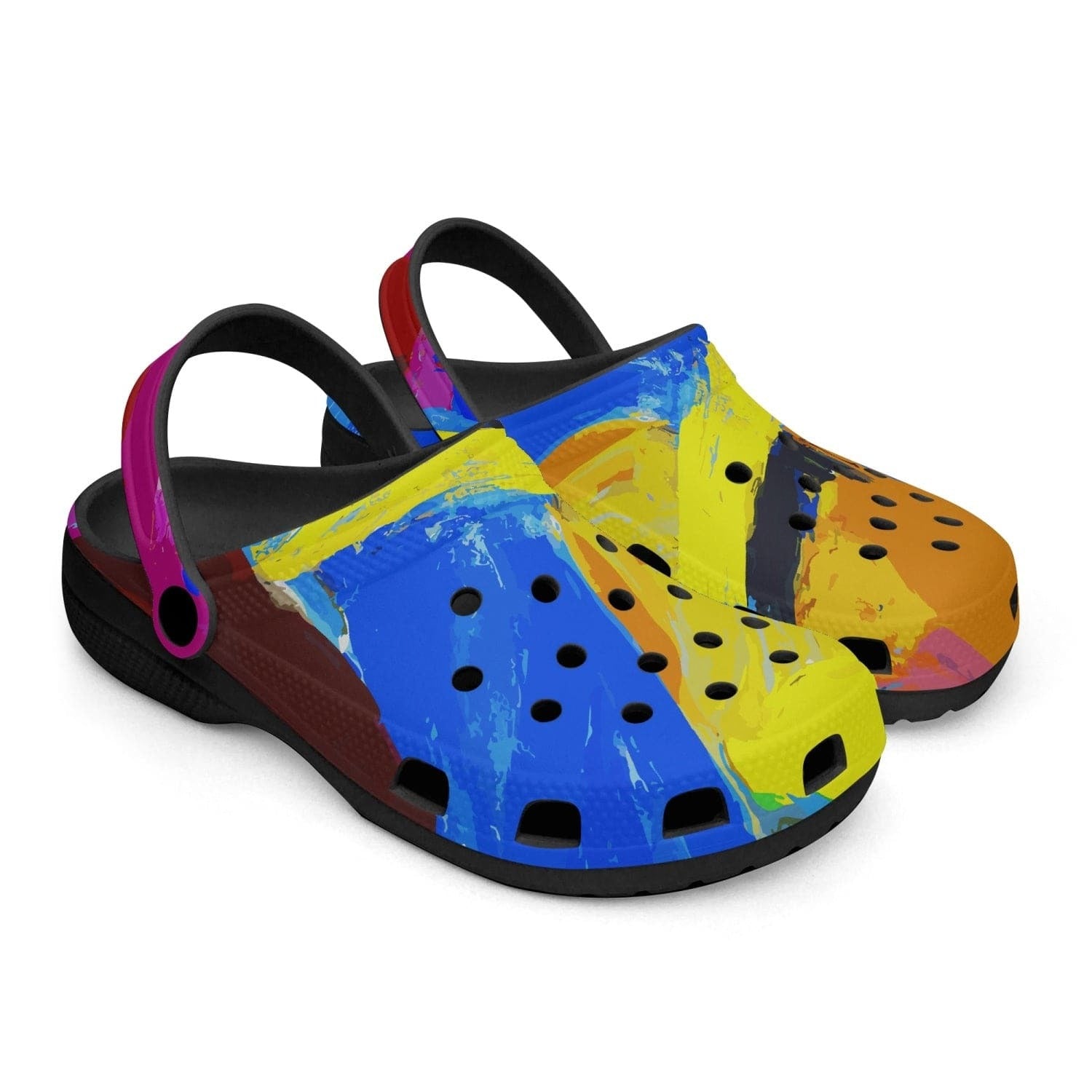 Adult Clog Shoes, Multicolor Abstract Illustration Size 40