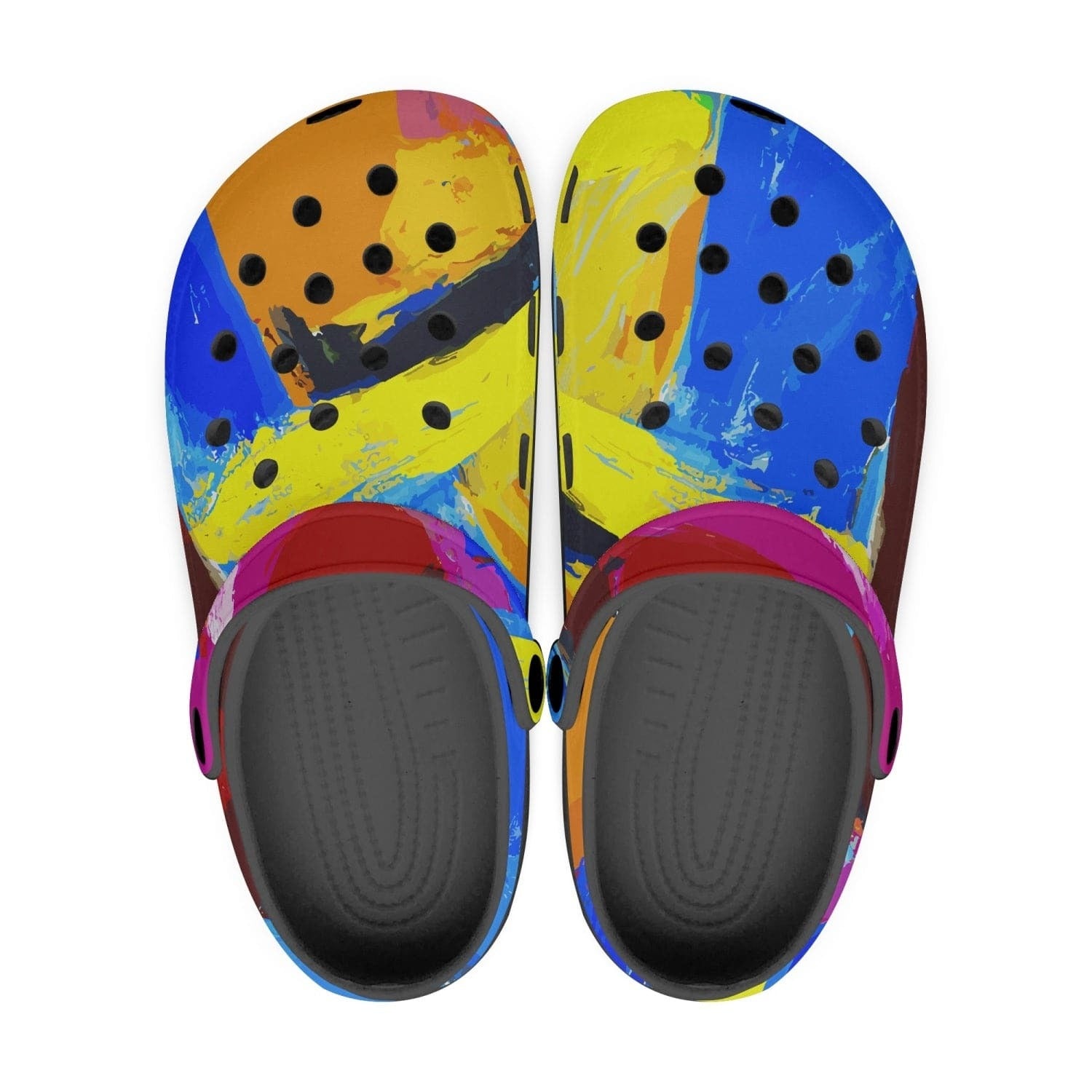 Adult Clog Shoes, Multicolor Abstract Illustration