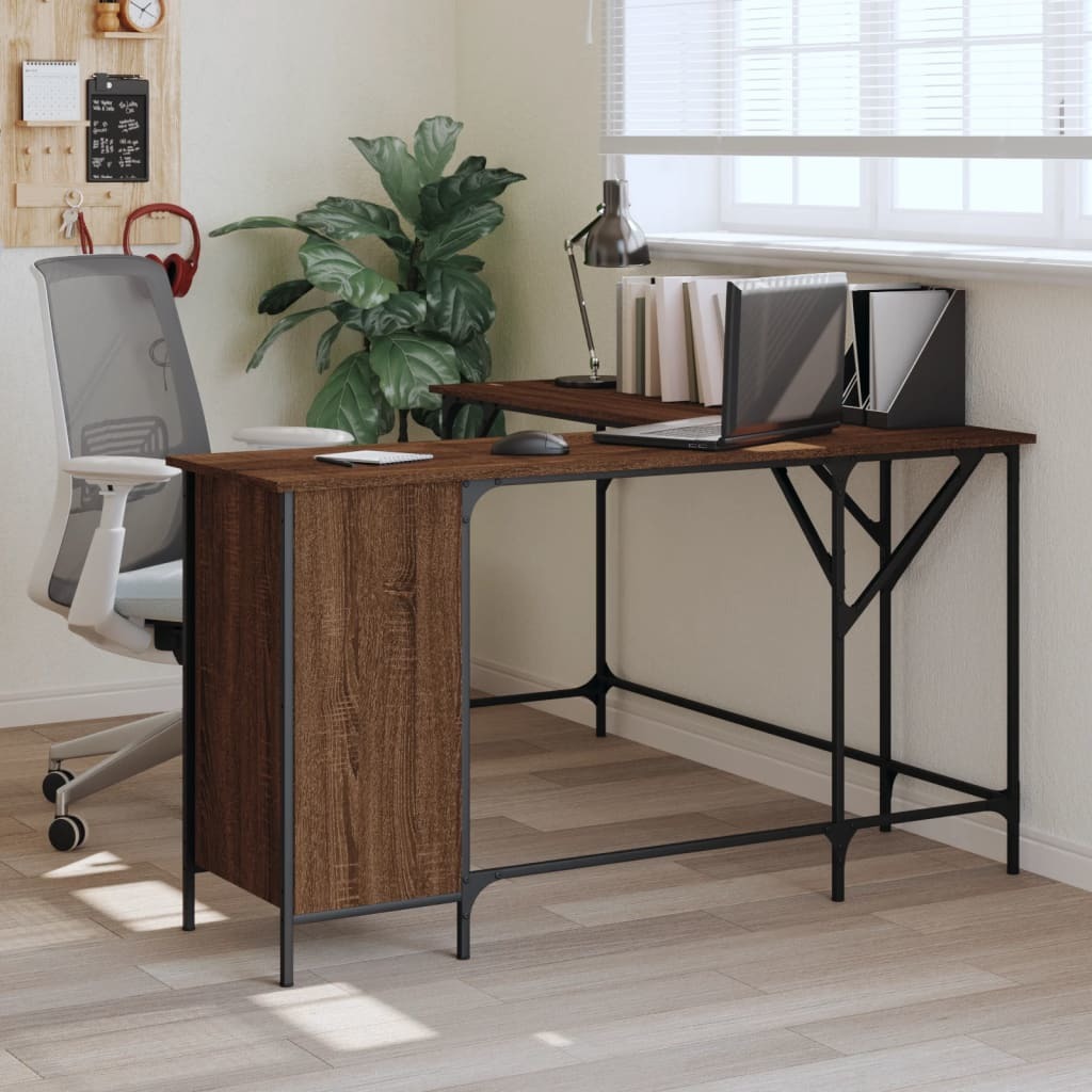 Desk Brown Oak 55.5"x55.5"x29.5" Engineered Wood