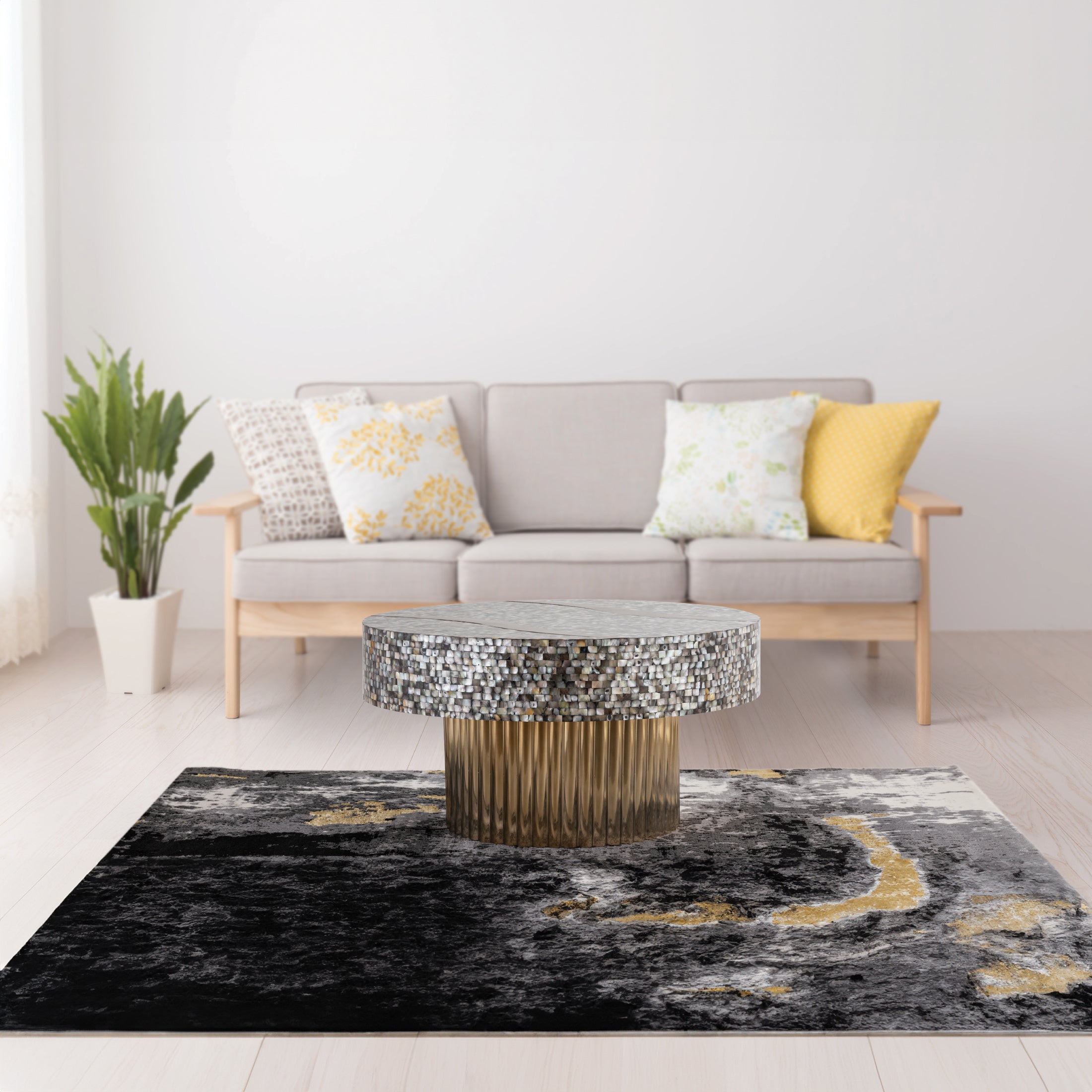 T 1207-32 Coffee Table Finished With Mother Of Pearl Top