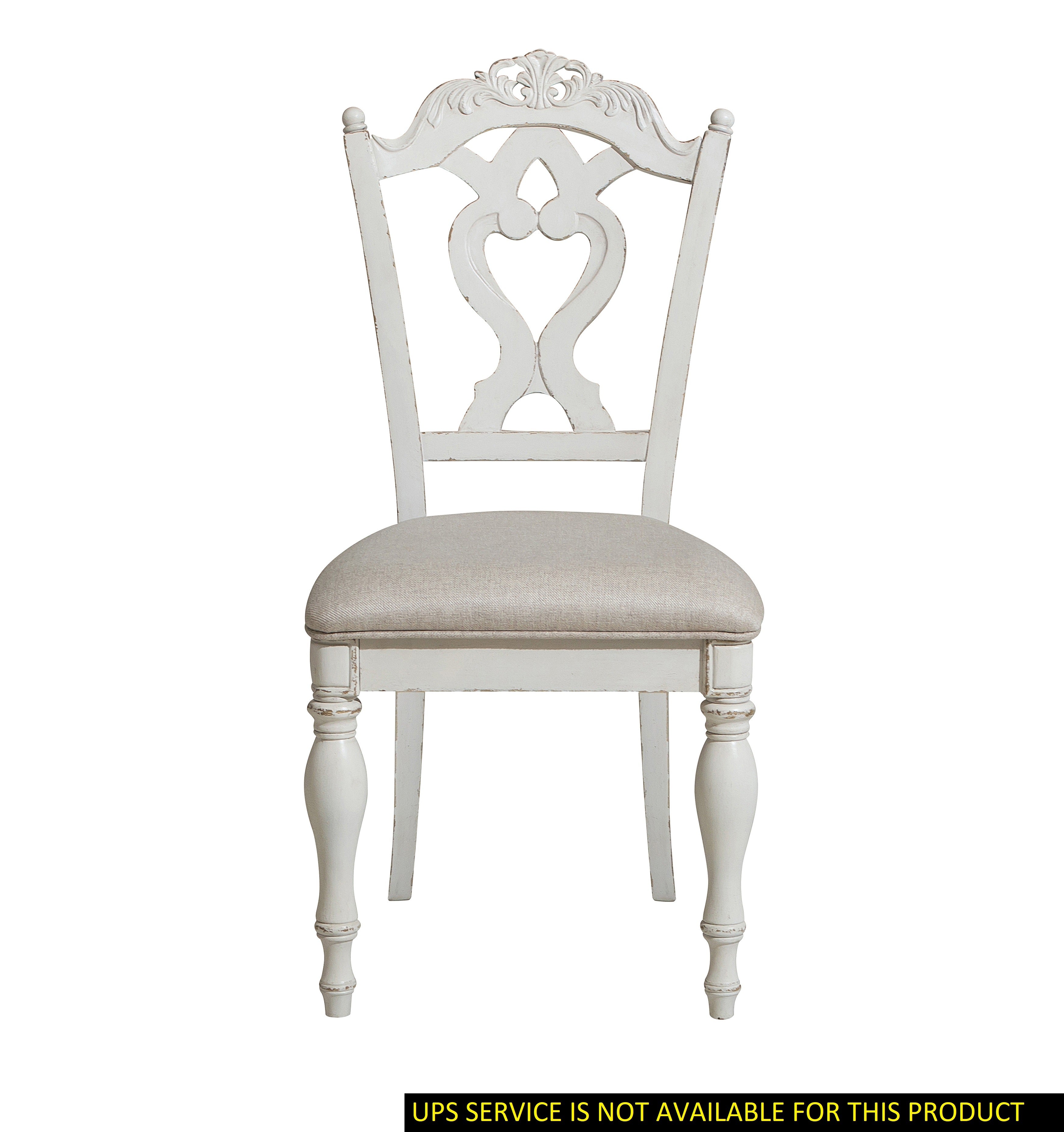 Victorian Style Antique White Desk Chair 1pc Upholstered Cushioned Seat Traditional Craving Wooden Funiture