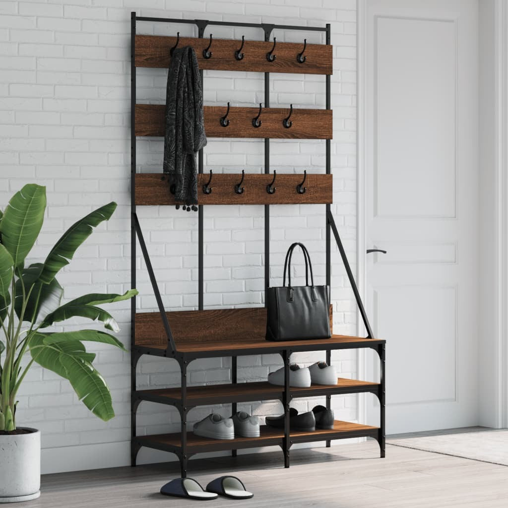 Clothes Rack with Shoe Storage Brown Oak 39.4"x15.7"x72.4"