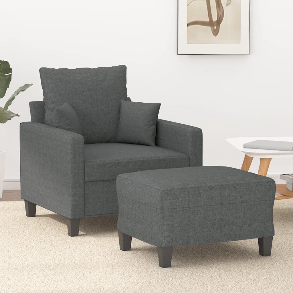 Sofa Chair with Footstool Dark Gray 23.6" Fabric