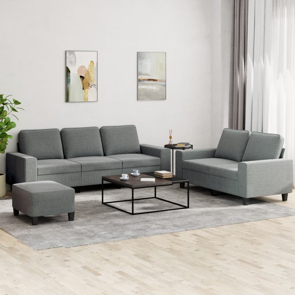 3 Piece Sofa Set Dark Gray Fabric