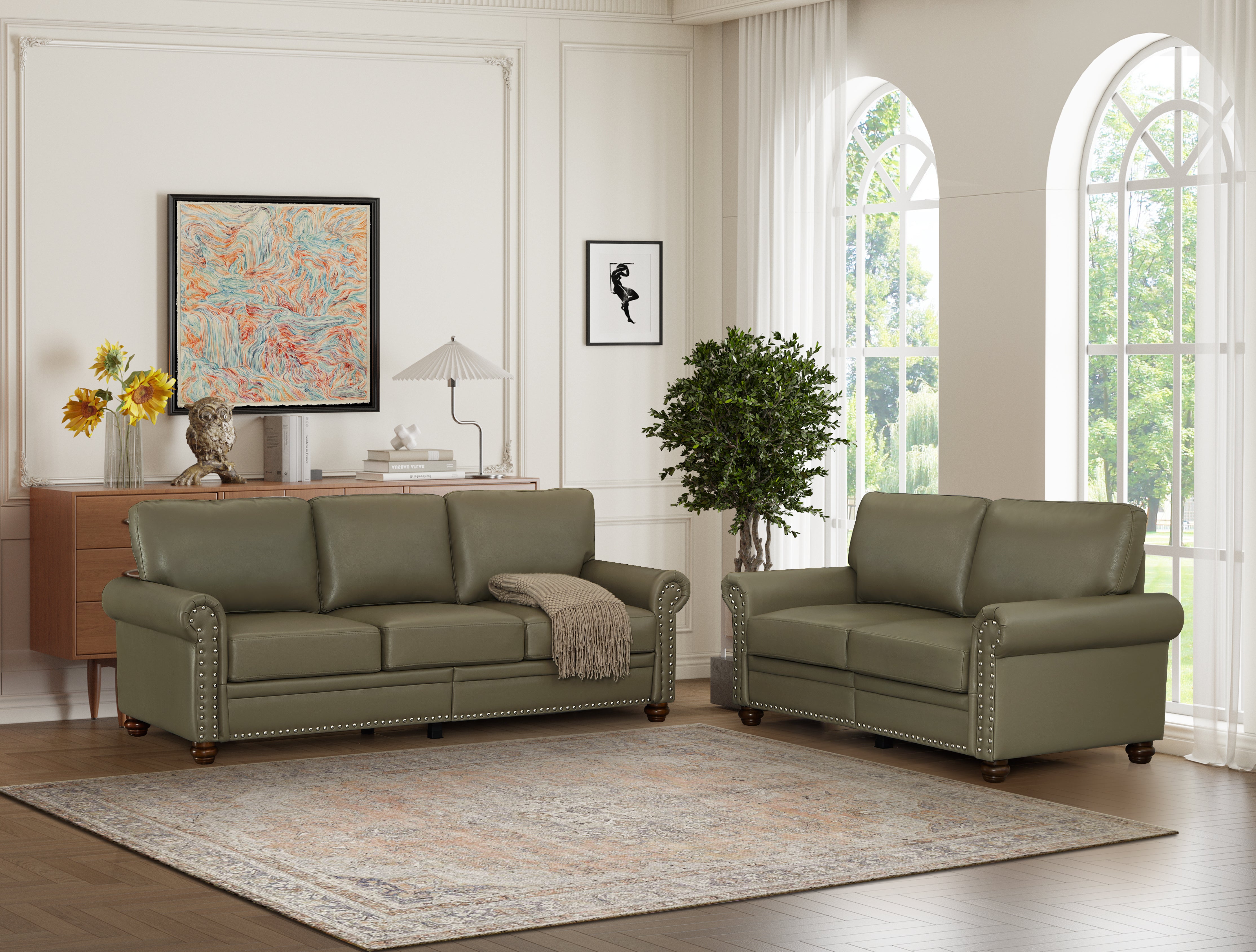 Living Room Sofa with Storage Sofa 2+3 Sectional Taupe Faux Leather