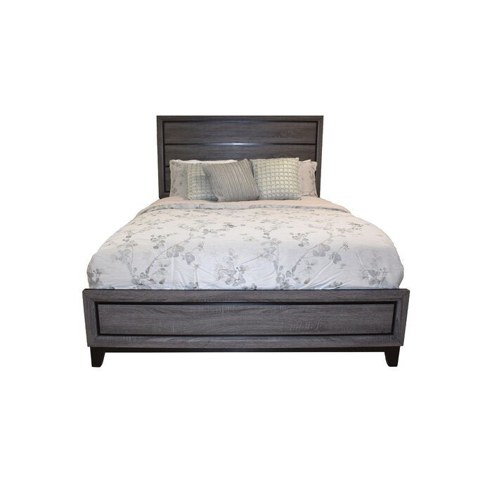 Sierra Queen Size Contemporary Bed Made with Wood in Gray