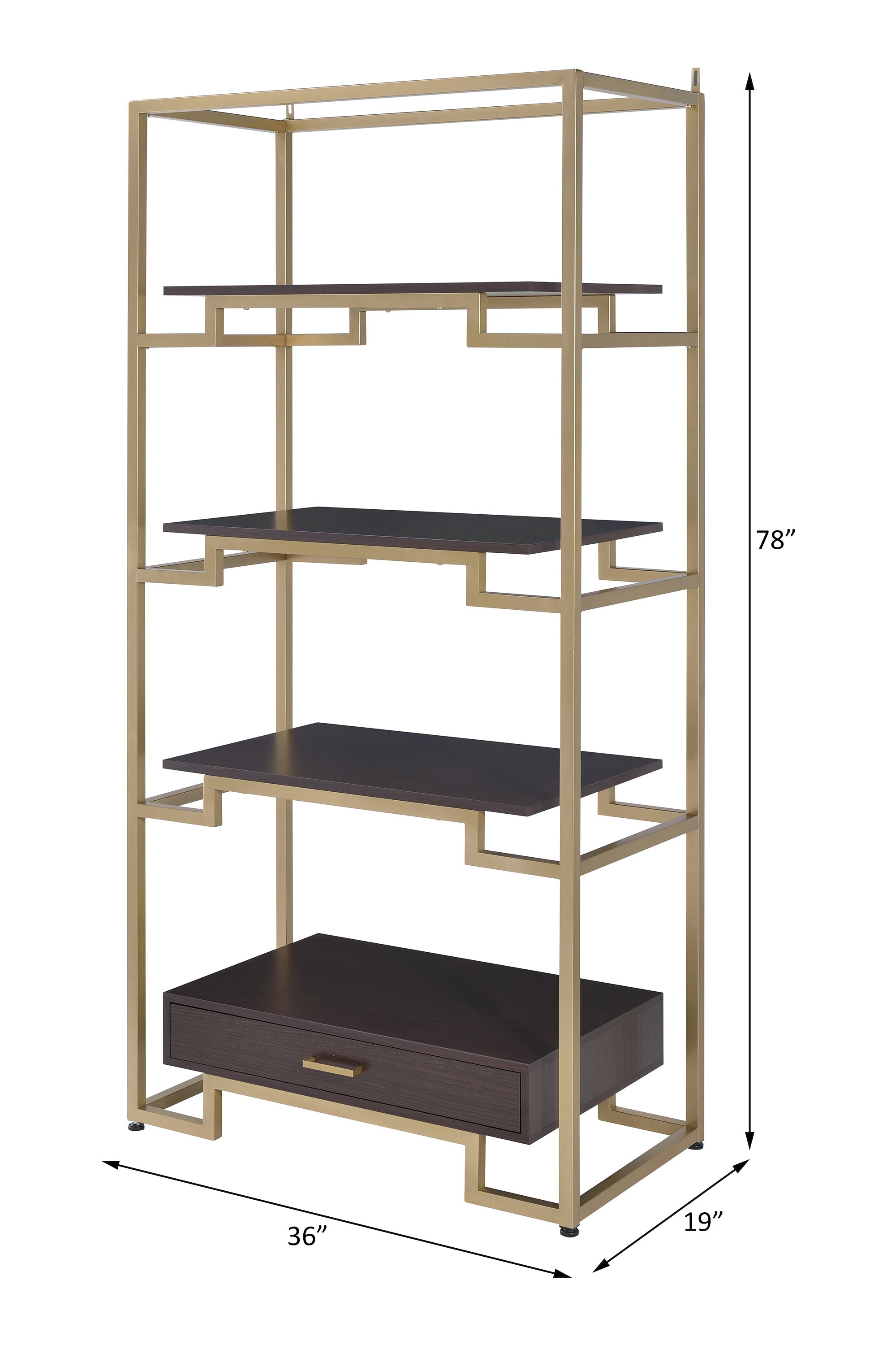 ACME Yumia Bookshelf in Gold 92787