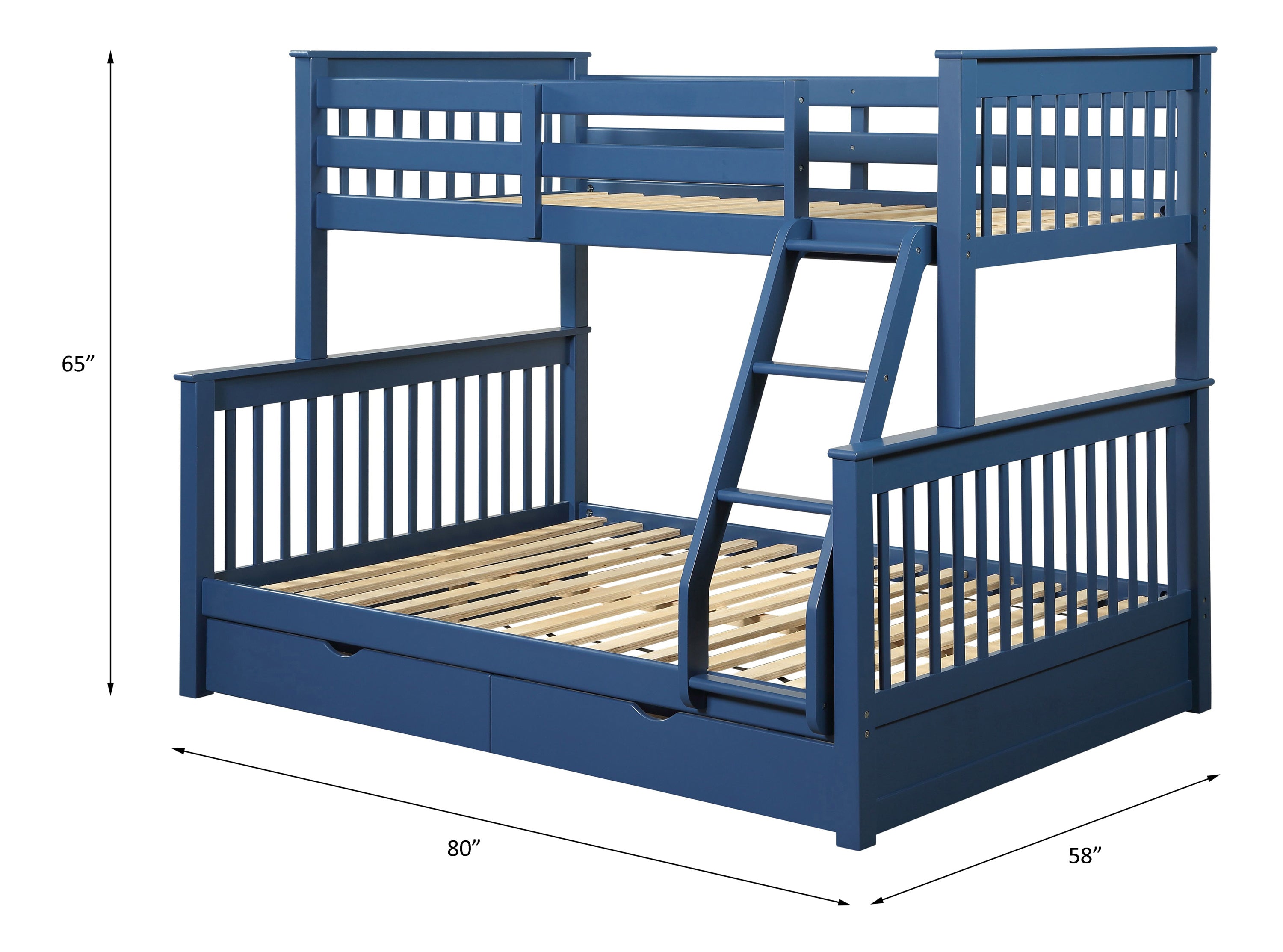 ACME Harley II Twin/Full Storage Bunk Bed, Navy Blue Finish 37865