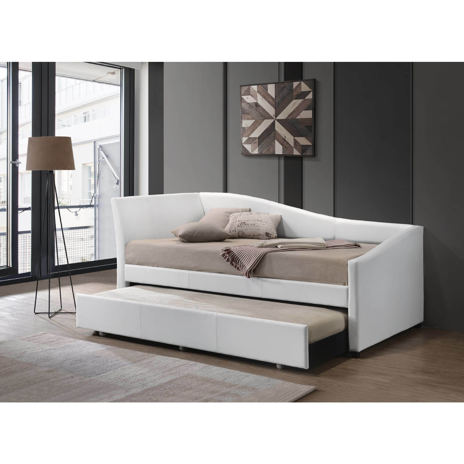 ACME Jedda Daybed & Trundle (Twin Size), White PU (1Set/3Ctn) 39400