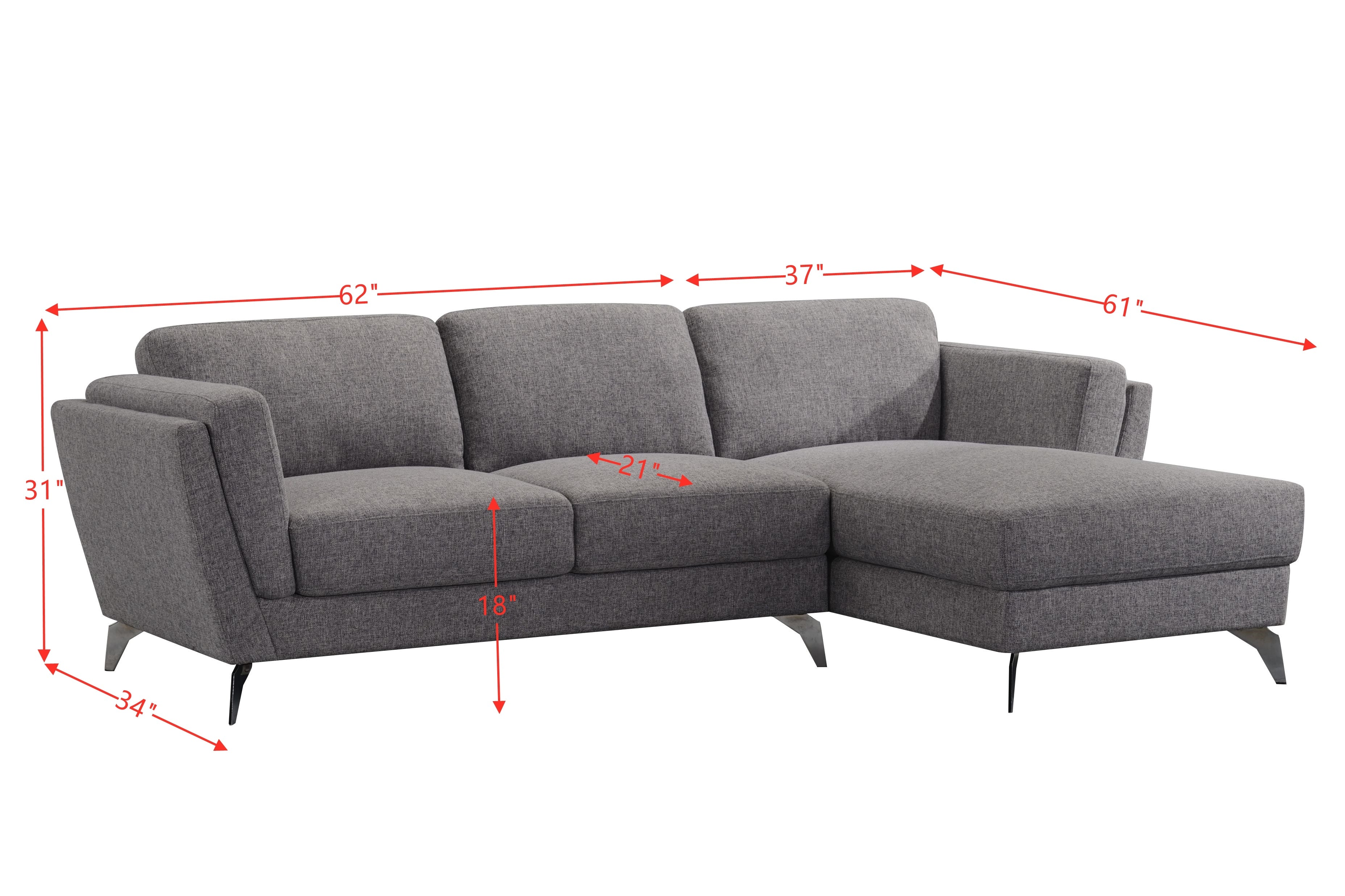 ACME Beckett Sectional Sofa in Gray Fabric 57155