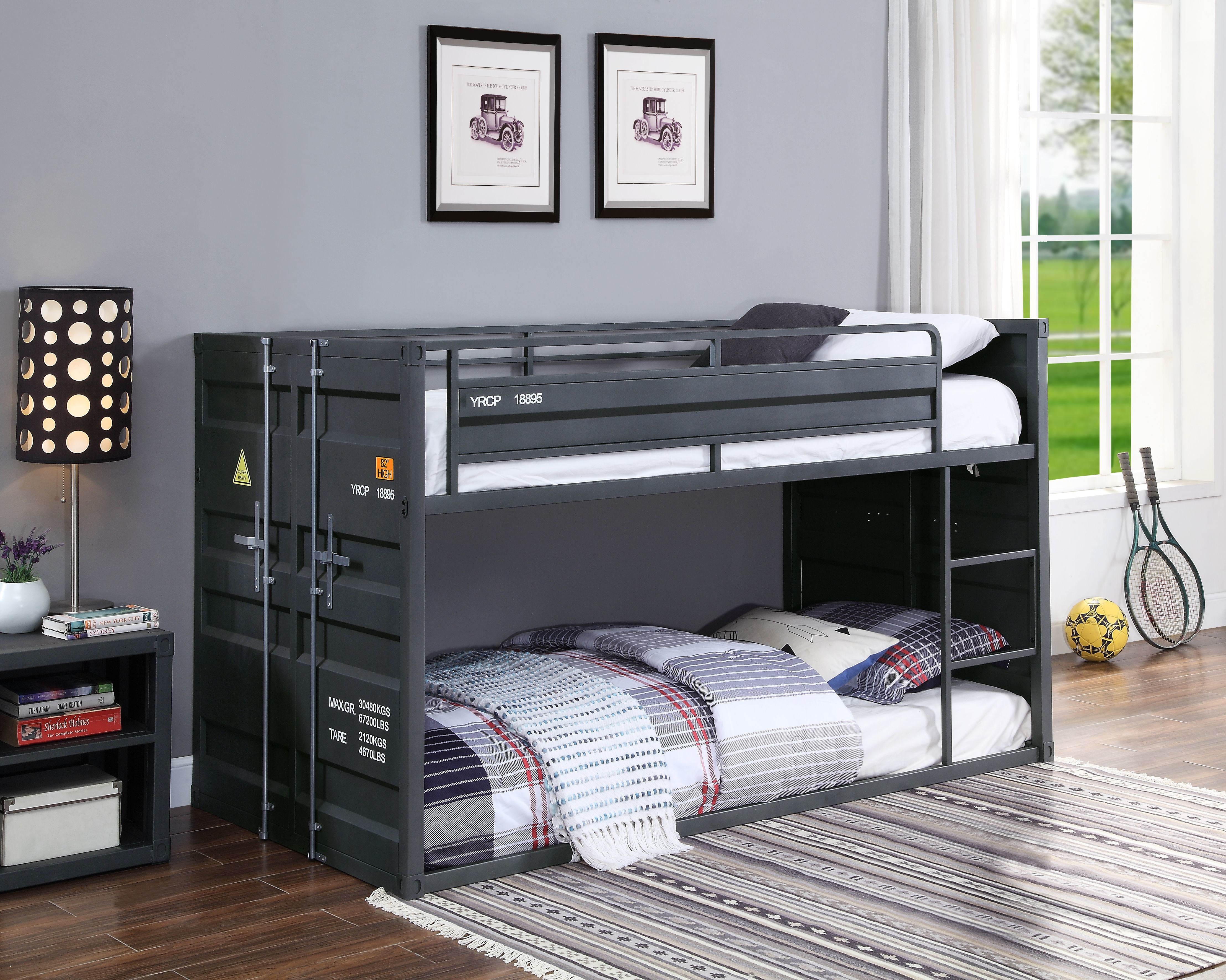 ACME Cargo Twin/Twin Bunk Bed, Gunmetal Finish 37815