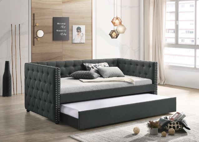 ACME Romona Twin Daybed & Trundle , Gray Fabric 39450