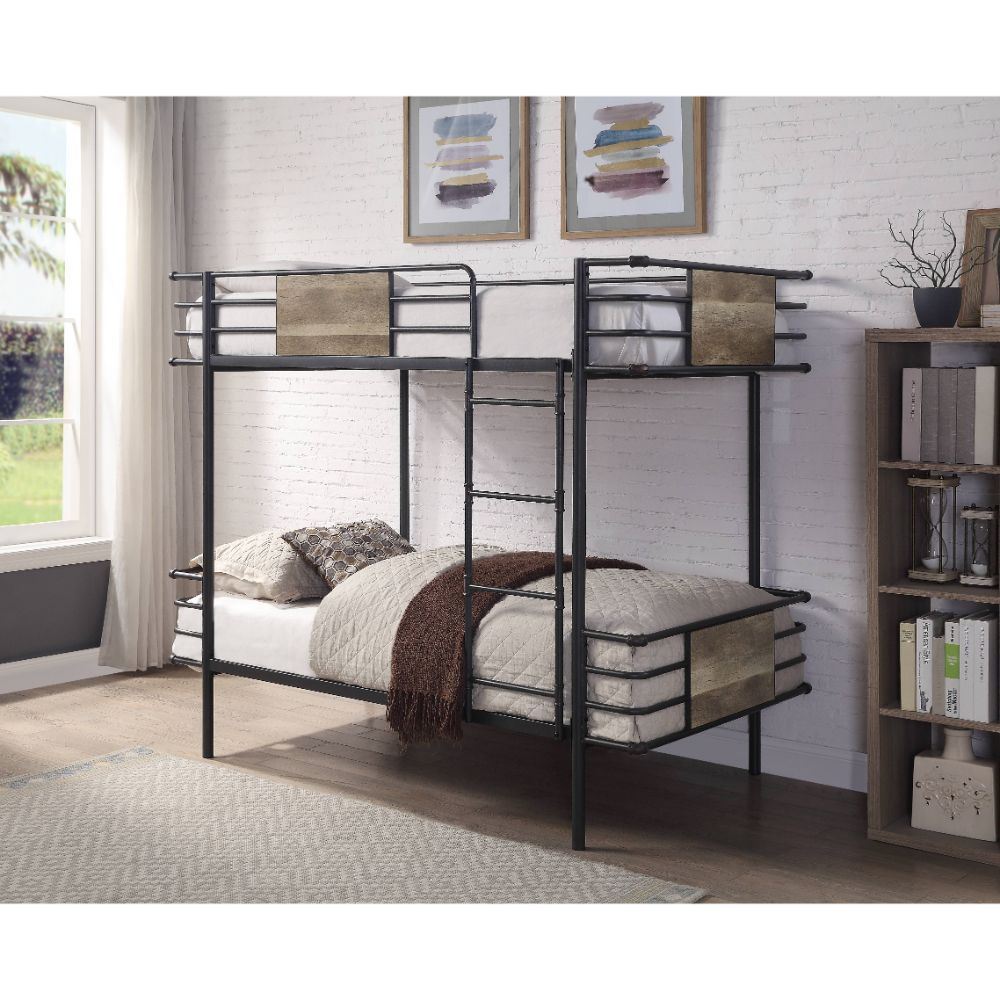 ACME Deliz Twin/Twin Bunk Bed, Gunmetal 38130