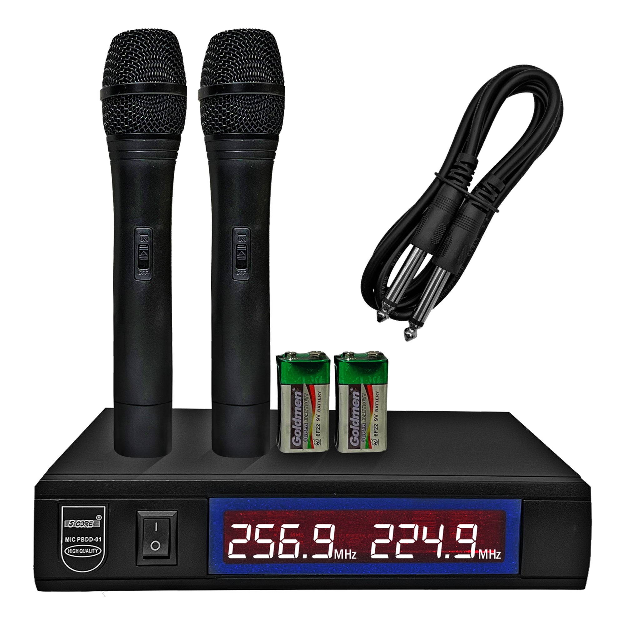 5Core VHF Dual Channel DIGITAL 2 Pieces Wireless Microphone System Receiver & Hand Mic WM PBDD 01