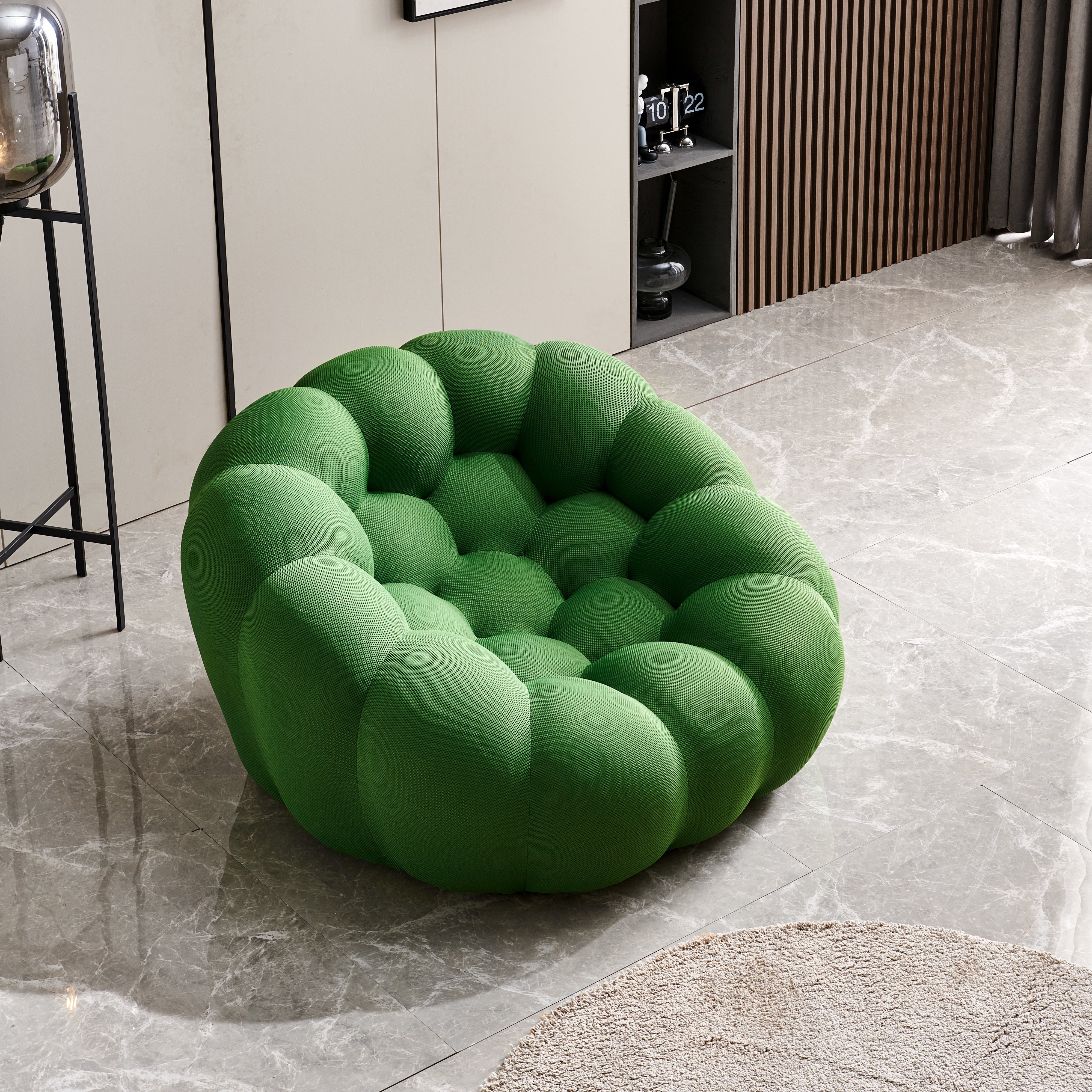 47'' Lazy Floor Sofa, Curved Bubble Chair, Oversized Single Bubble Sofa, Modern 3D Bubble Bean Bag Chiar Sofa for Living Room, Office, Apartment, Reading Room (Green)