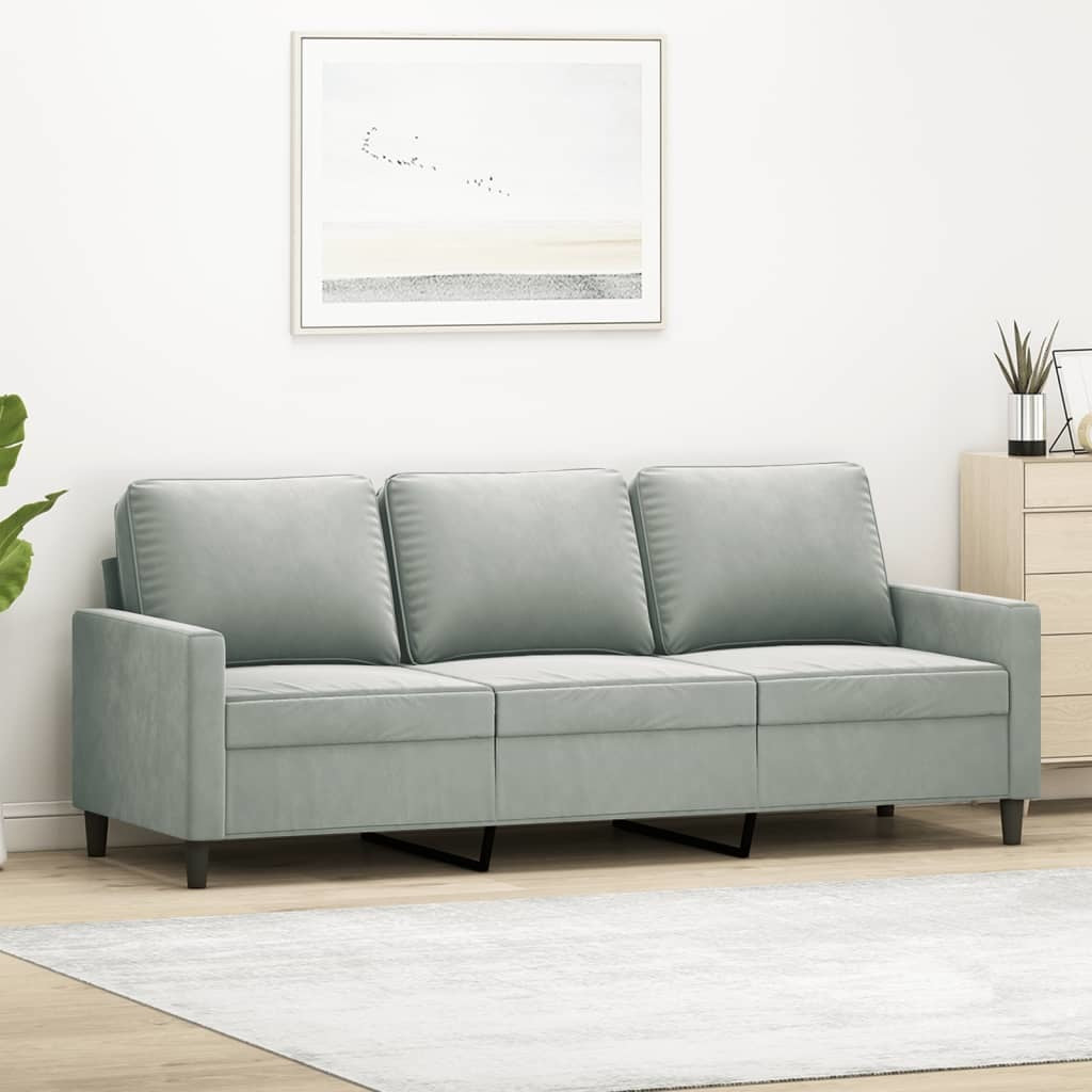 3-Seater Sofa Light Gray 70.9" Velvet