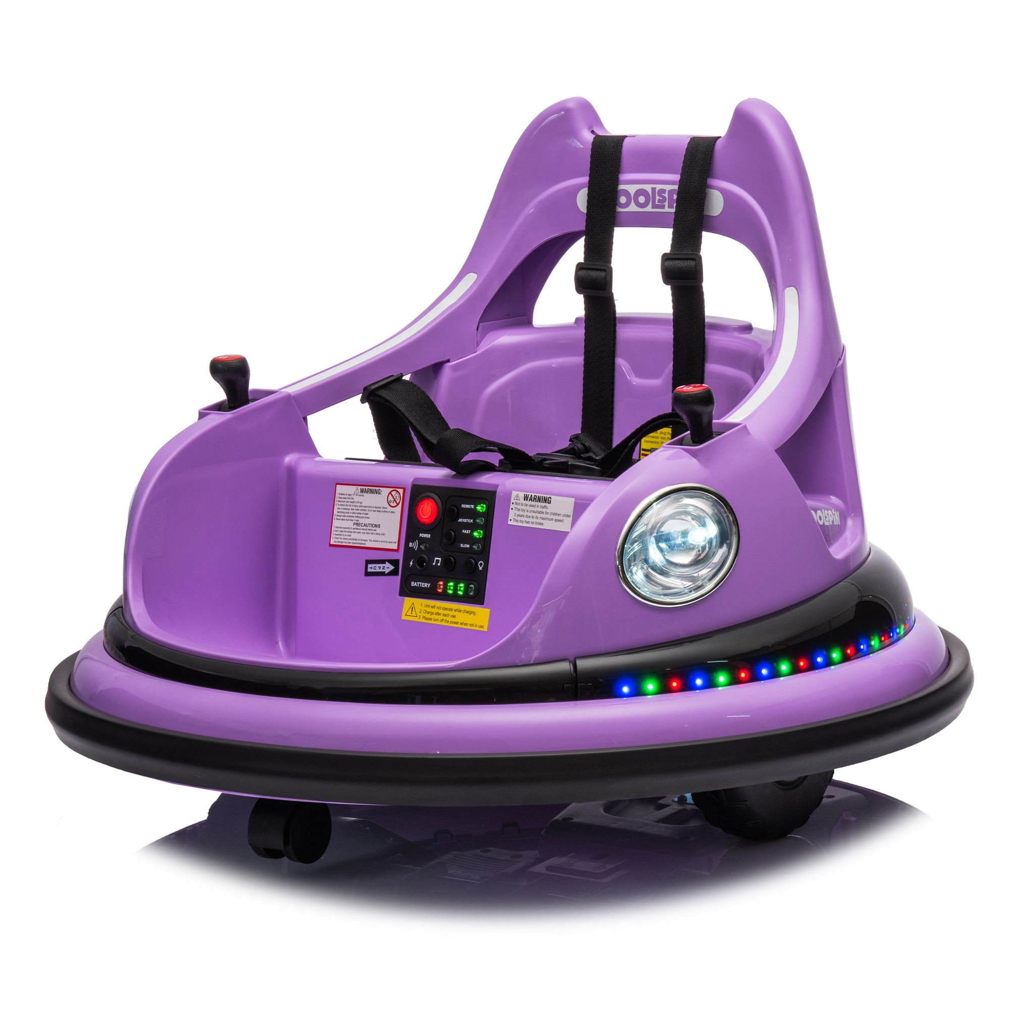12V ride on bumper car for kids,electric car for kids,1.5-5 Years Old,W/Remote Control, LED Lights, Bluetooth & 360 Degree Spin, Vehicle body with ant