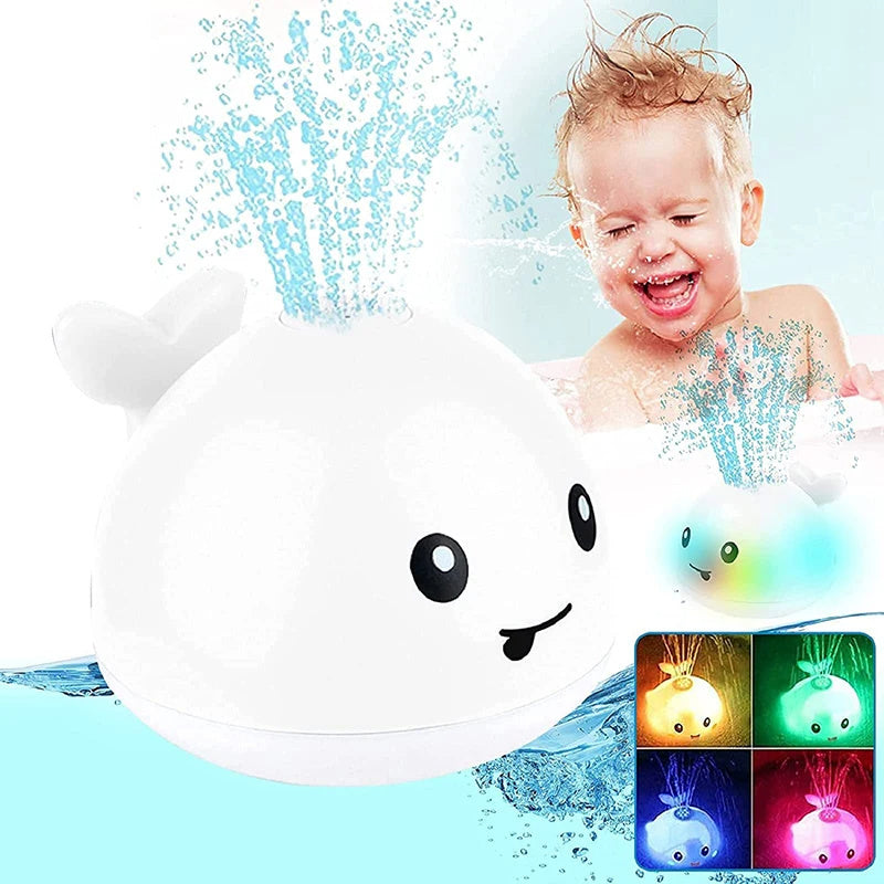 Baby Light Up Bath Toys Whale Automatic Sprinkler Bathtub Toys Pool Bathroom Shower Bath Toys for Toddlers Infant Kids Boy Gift