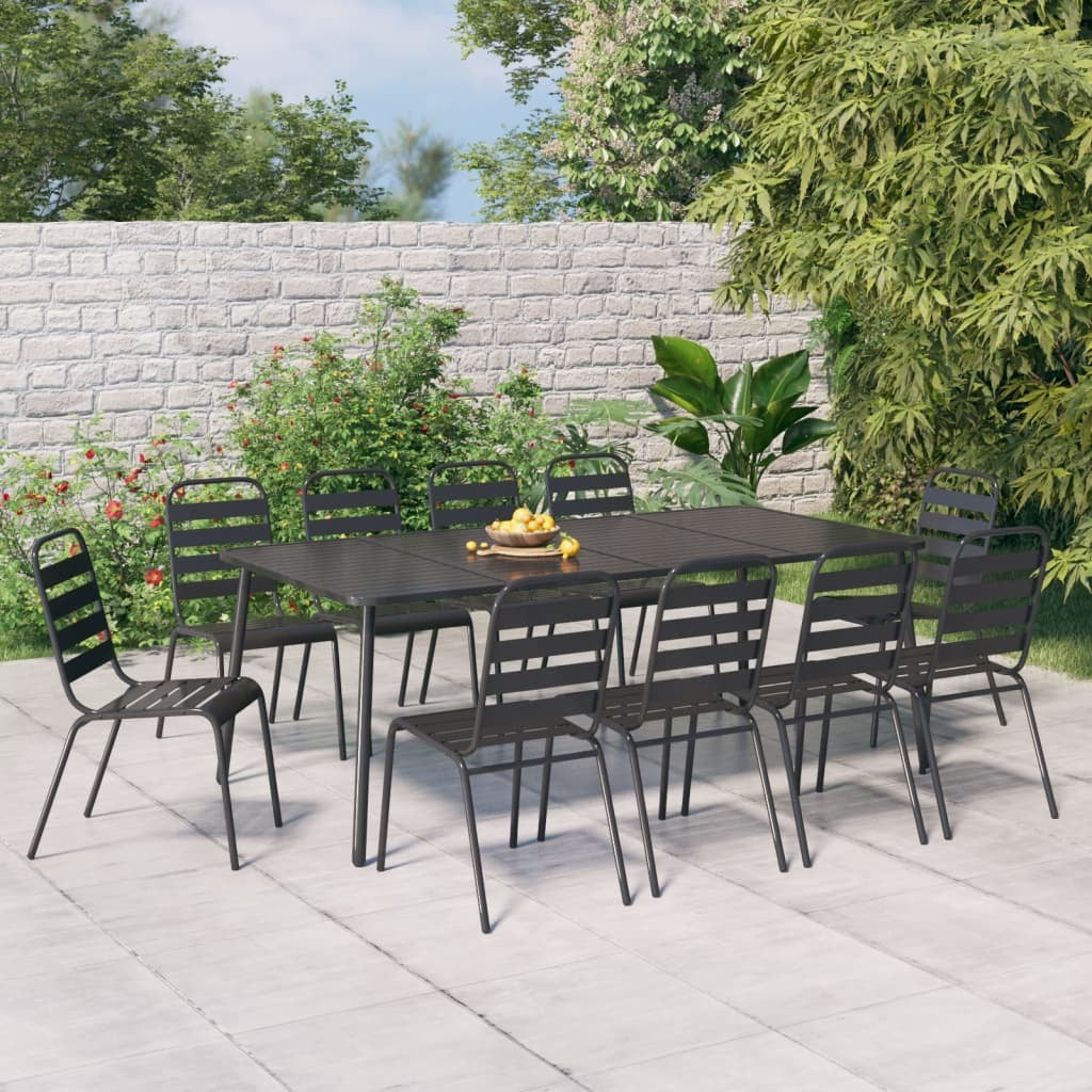 11 Piece Patio Dining Set Anthracite Steel