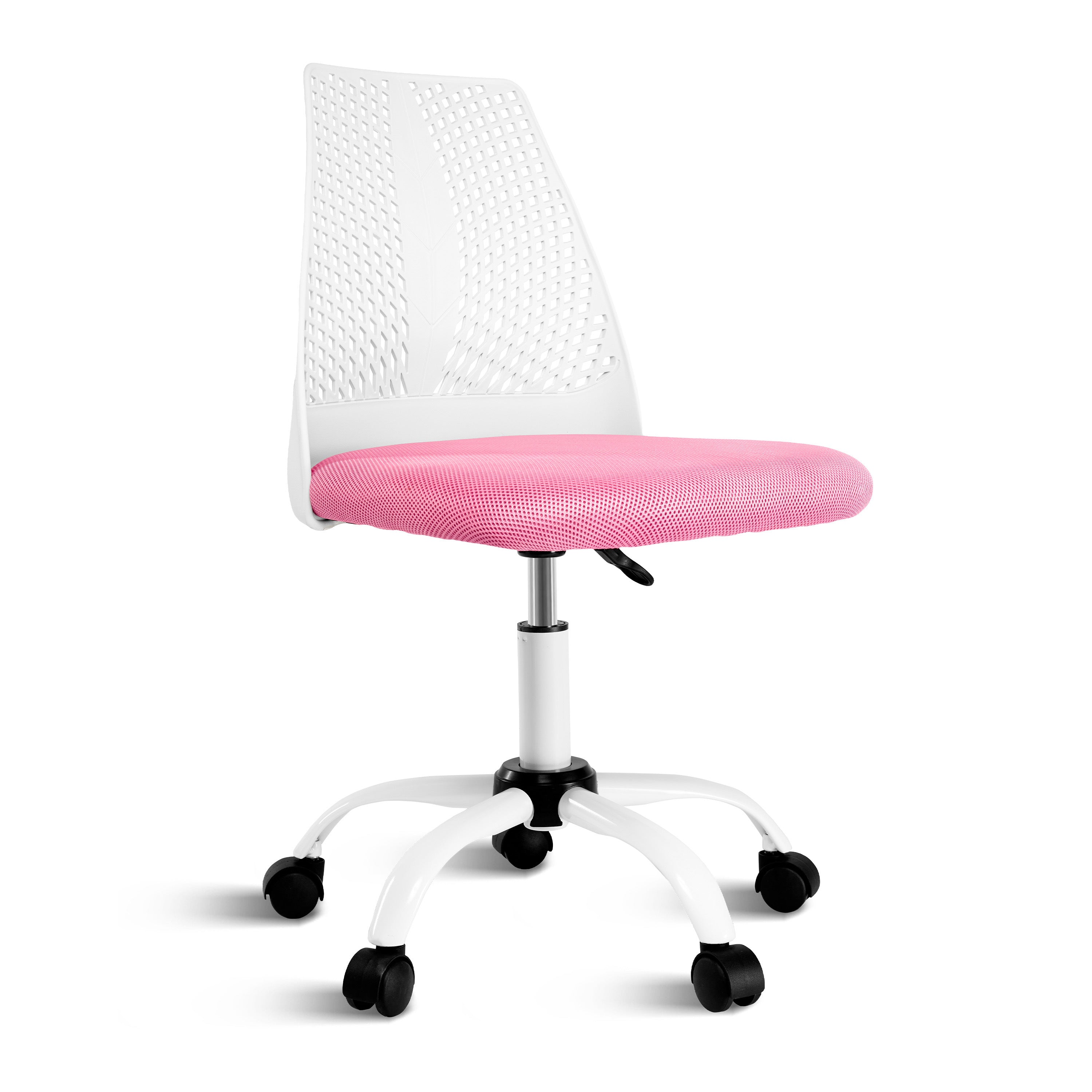 Ergonomic Office and Home Chair with Supportive Cushioning, Pink & White