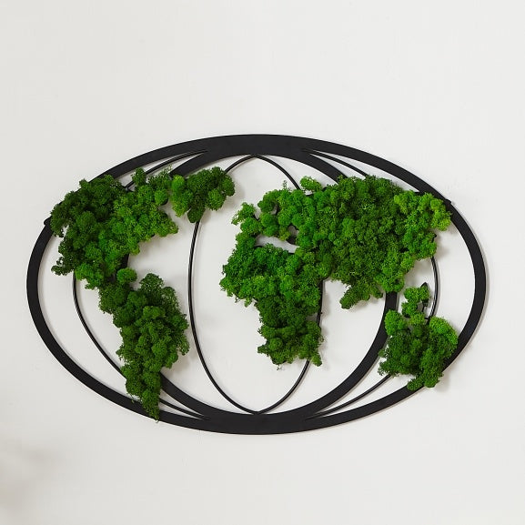 Moss World Map Metal Wall Decor