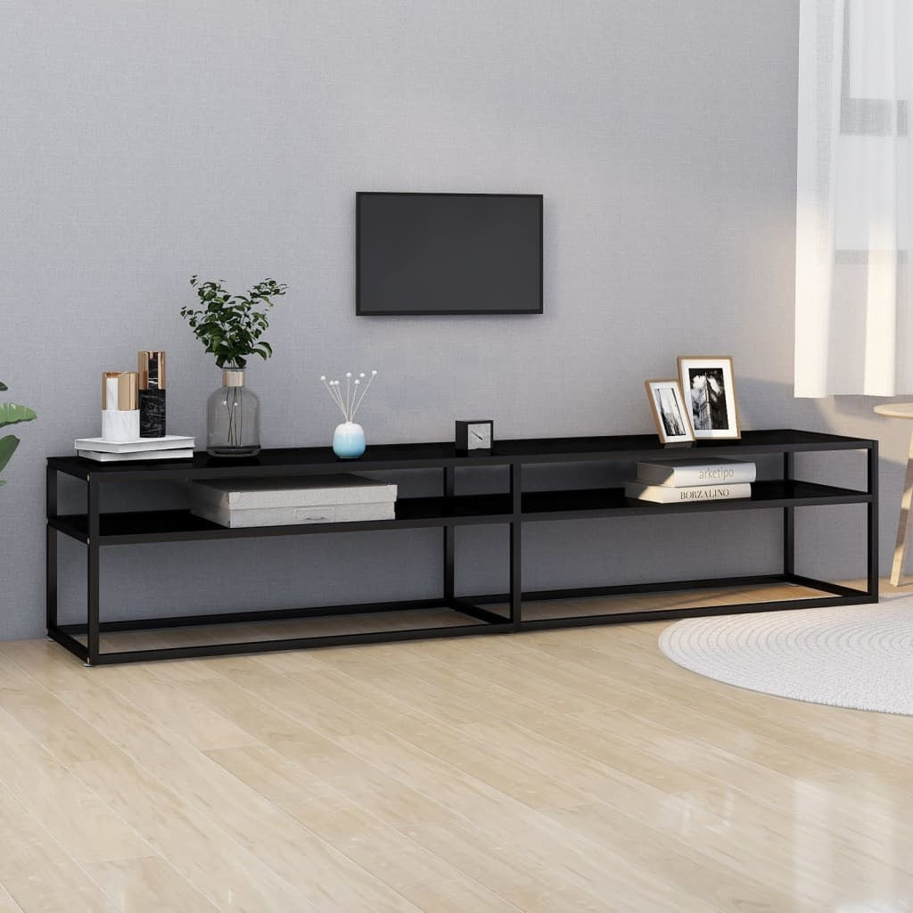 TV Stand Black 78.7"x15.7"x15.9" Tempered Glass