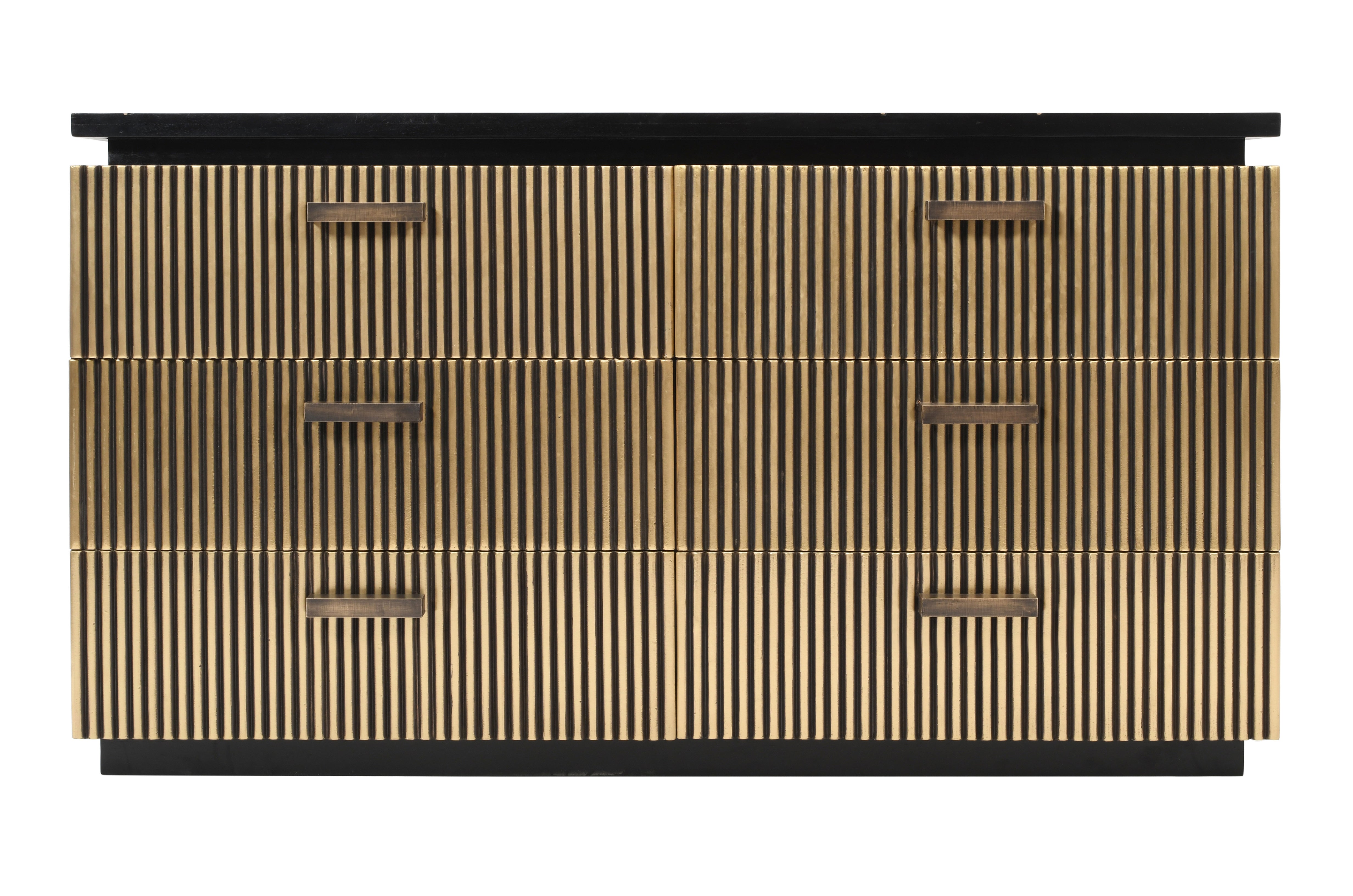 Allure Modern Style 6-Drawer Dresser Made With Mango Wood and Finished with Brass Metal