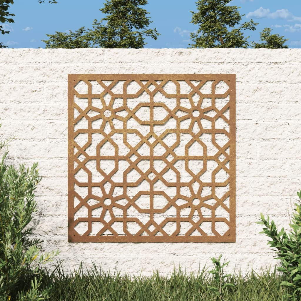 Patio Wall Decoration 21.7"x21.7" Corten Steel Moorish Design