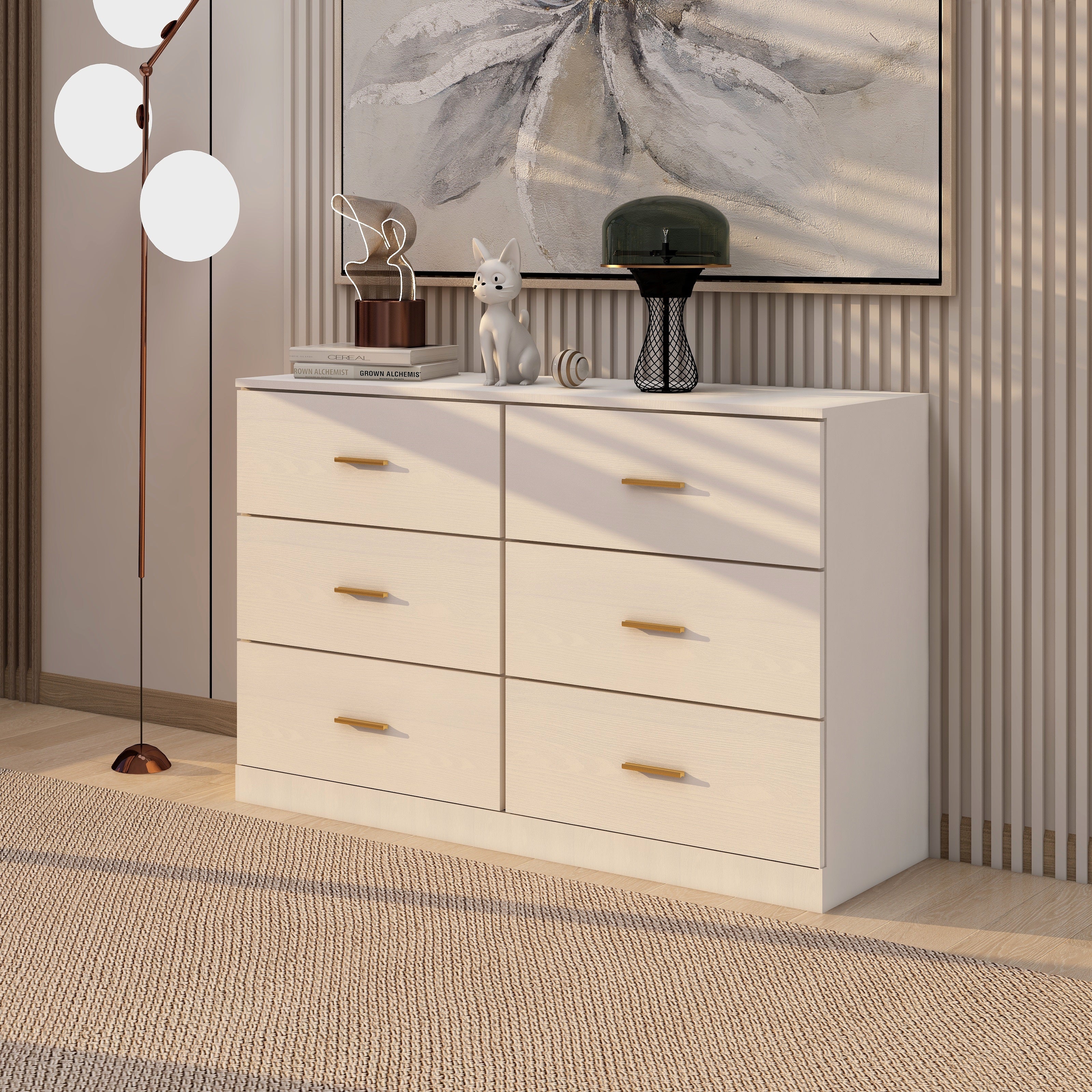 Modern White 6-Drawer Dresser for Bedroom - Ample Storage Wide Chest of Drawers, Sturdy & Safe