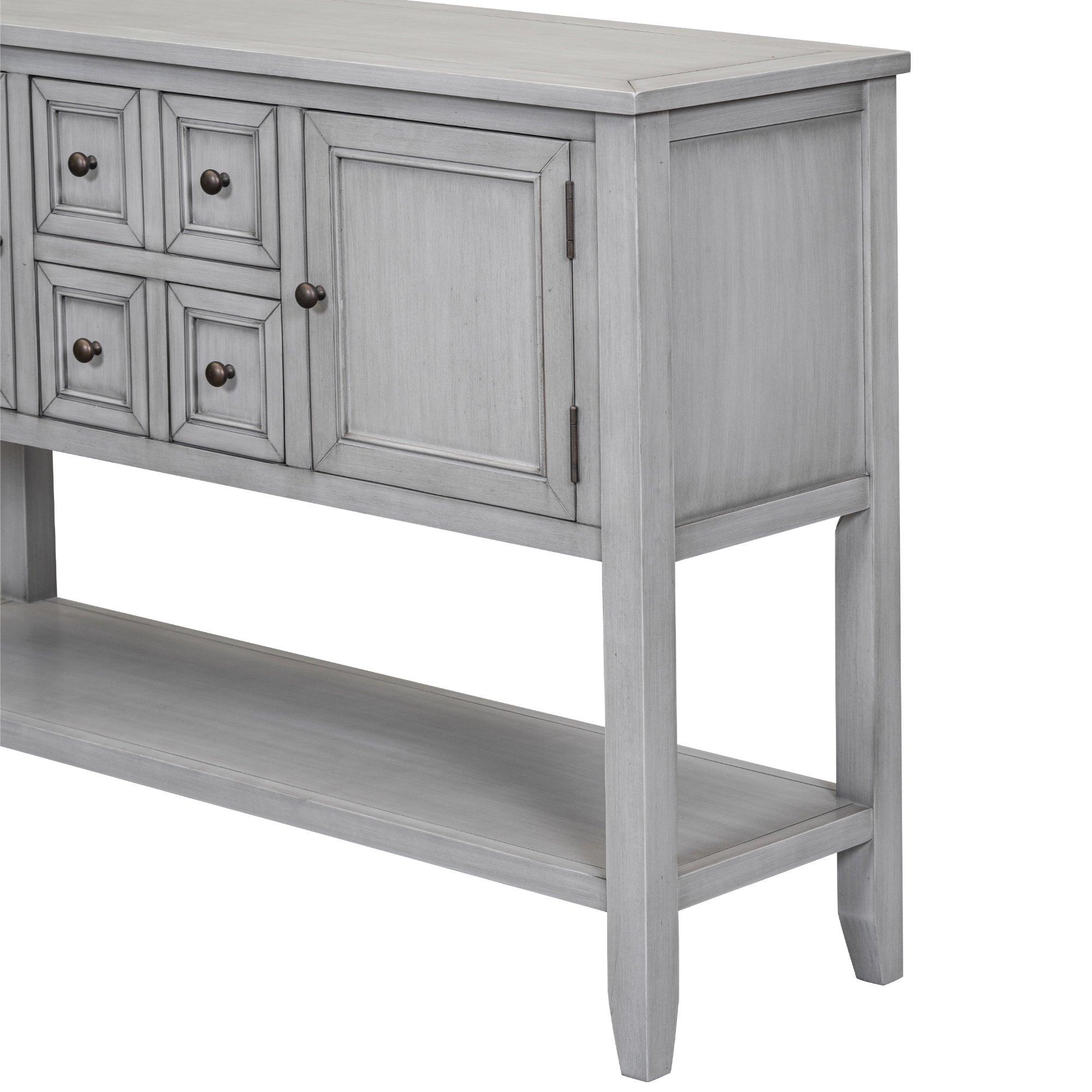 TREXM Cambridge Series Ample Storage Vintage Console Table with Four Small Drawers and Bottom Shelf for Living Rooms, Entrances and Kitchens (Antique Gray, OLD SKU: WF190263AAE)