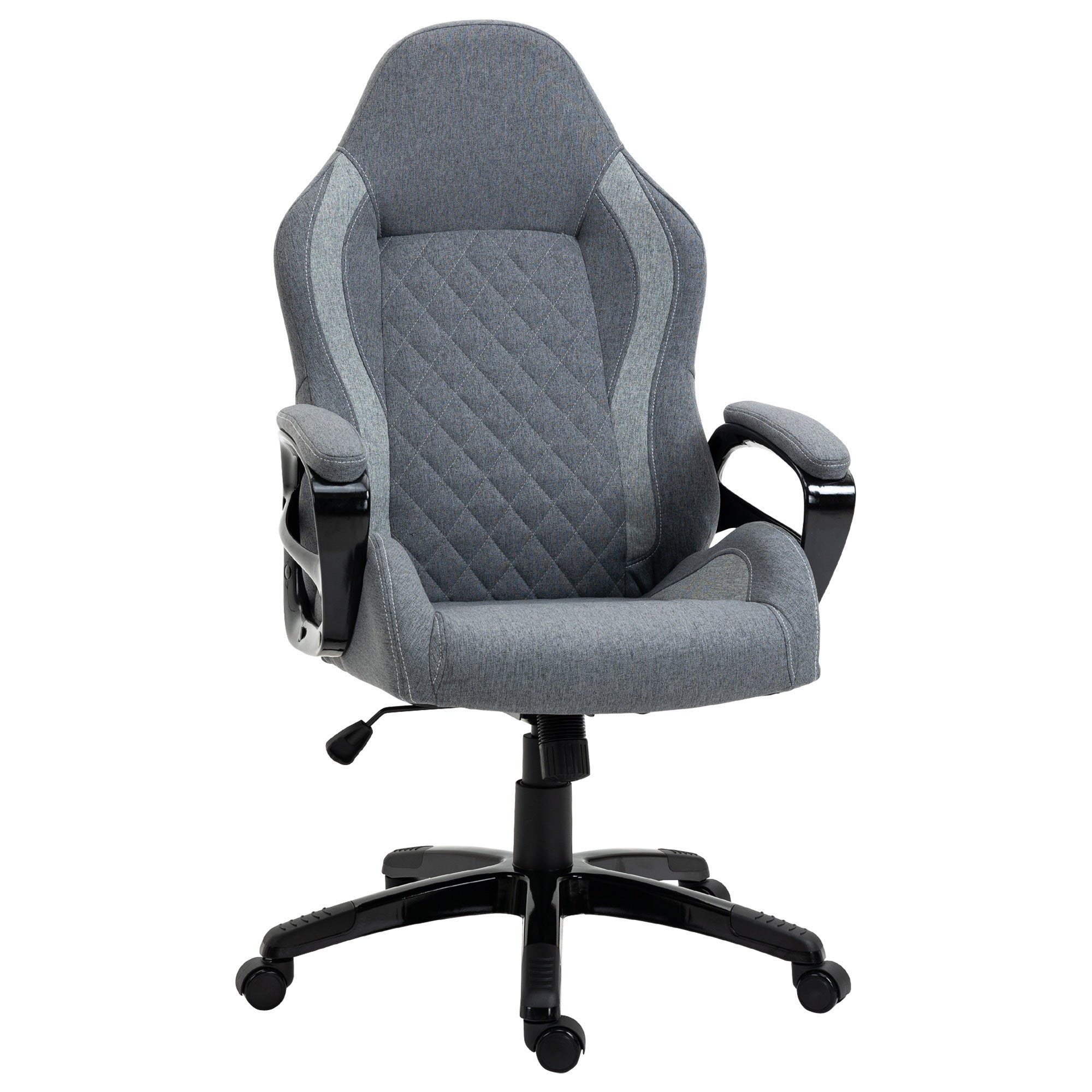 Ergonomic Home Office Chair High Back Task Computer Desk Chair with Padded Armrests, Linen Fabric, Swivel Wheels, and Adjustable Height, Grey